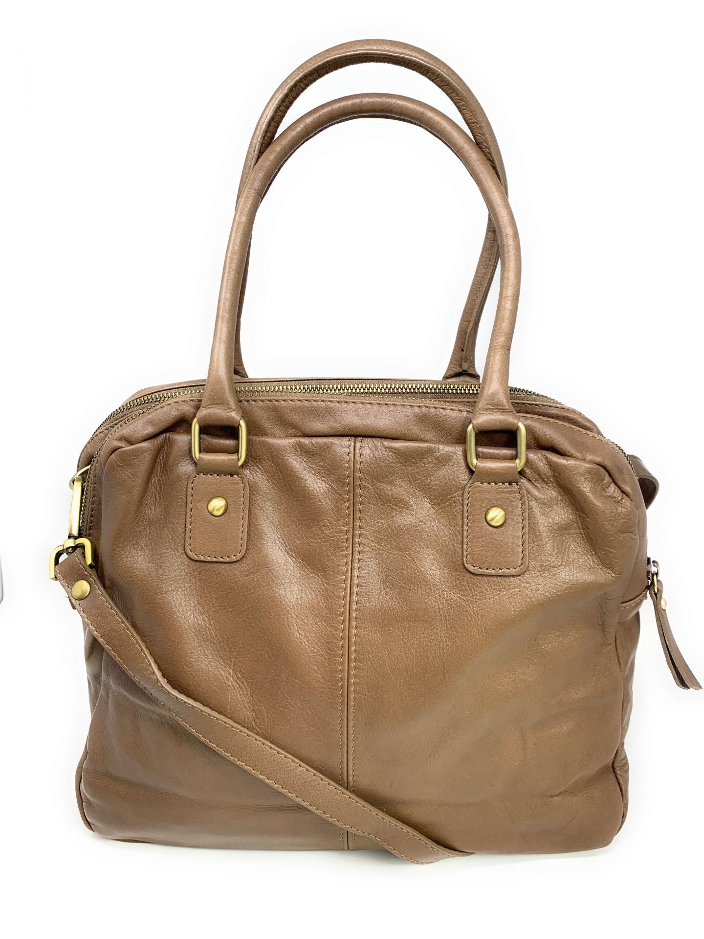 Sac bowling en cuir lisse VENDÔME Taupe foncé