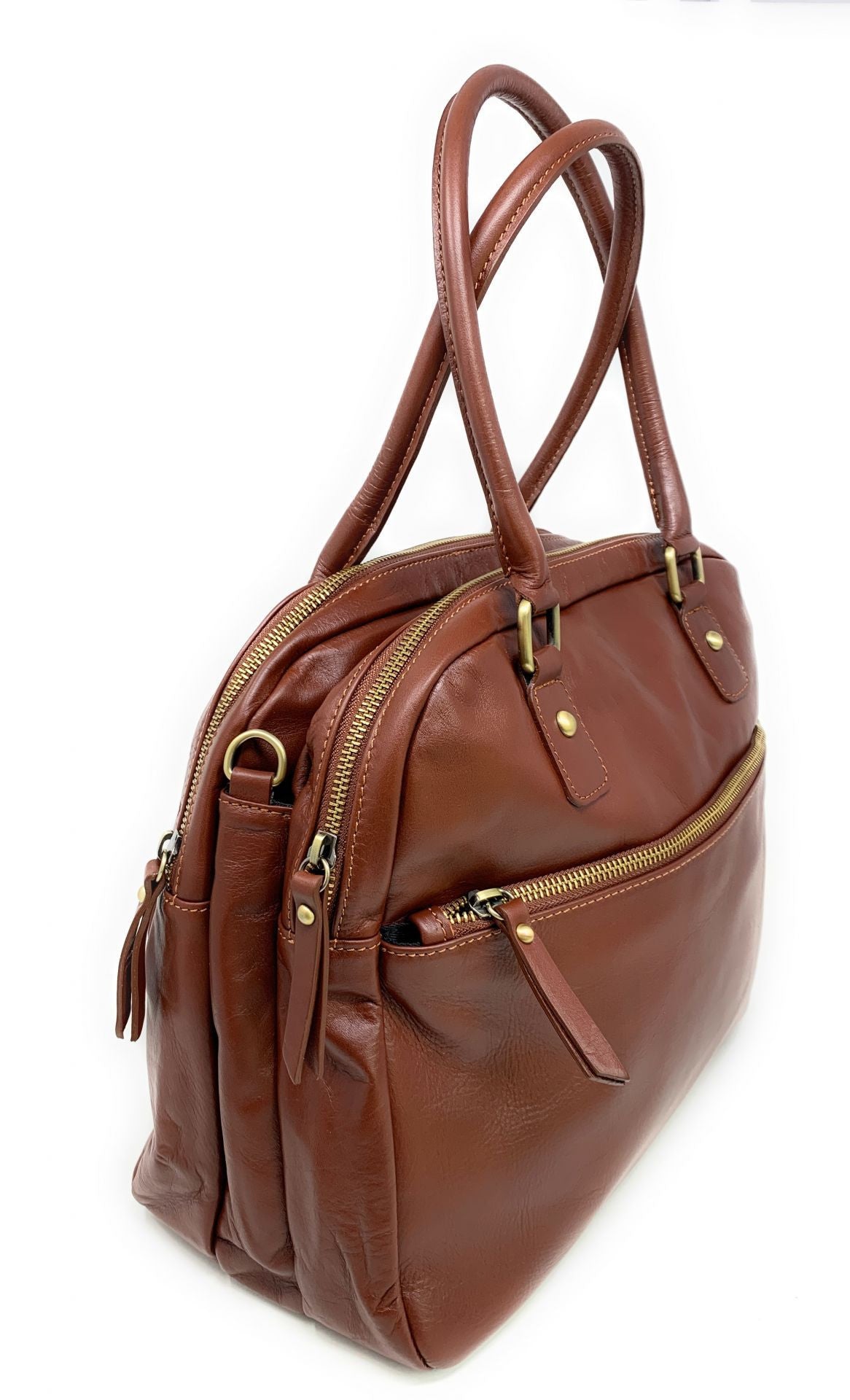 Sac bowling en cuir lisse VENDÔME Châtaigne