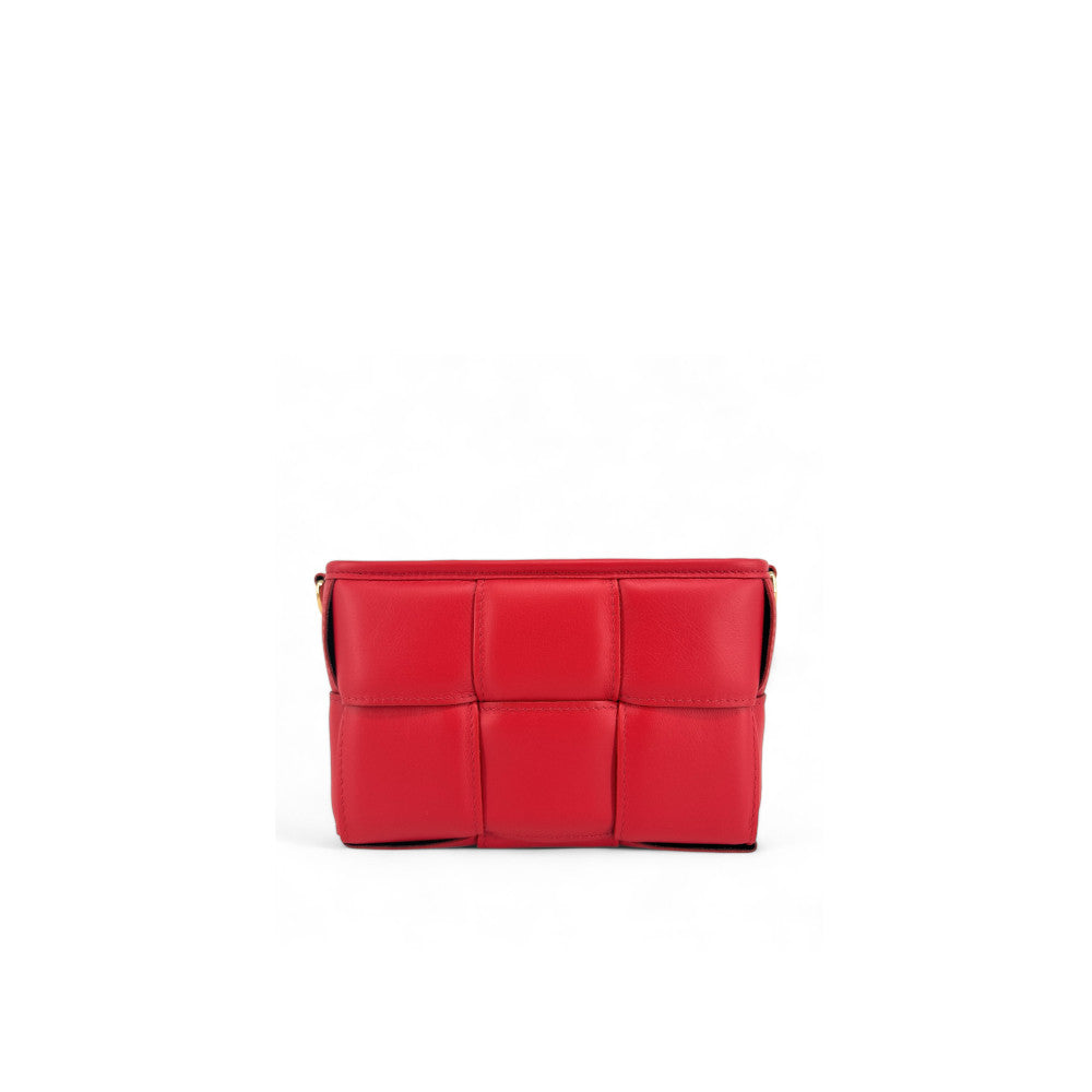 Sac à main boxy en cuir lisse tressé HALMA Rouge garance