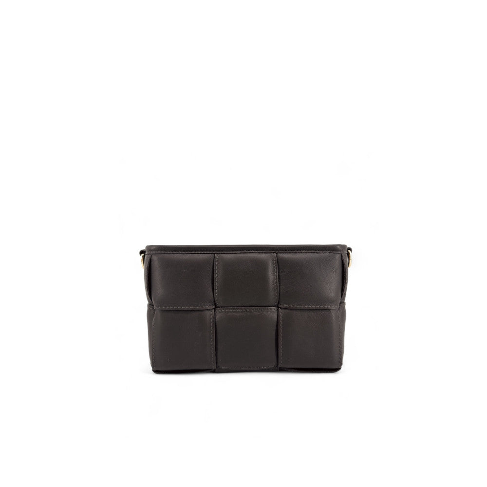 Sac à main boxy en cuir lisse tressé HALMA Chocolat