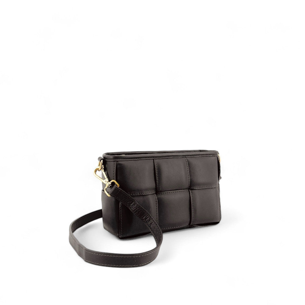 Sac à main boxy en cuir lisse tressé HALMA Chocolat