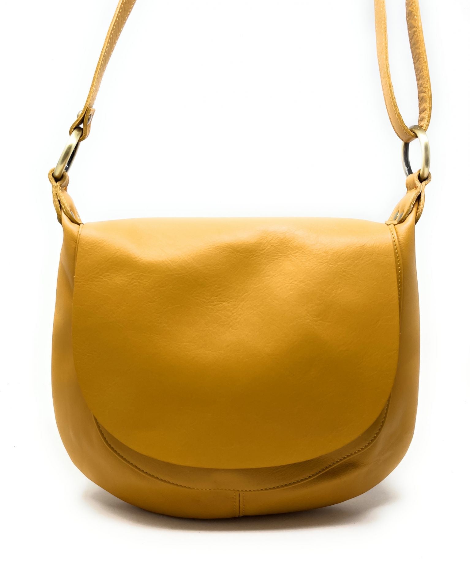 Sac besace en cuir lisse LITTLE PERLA Safran