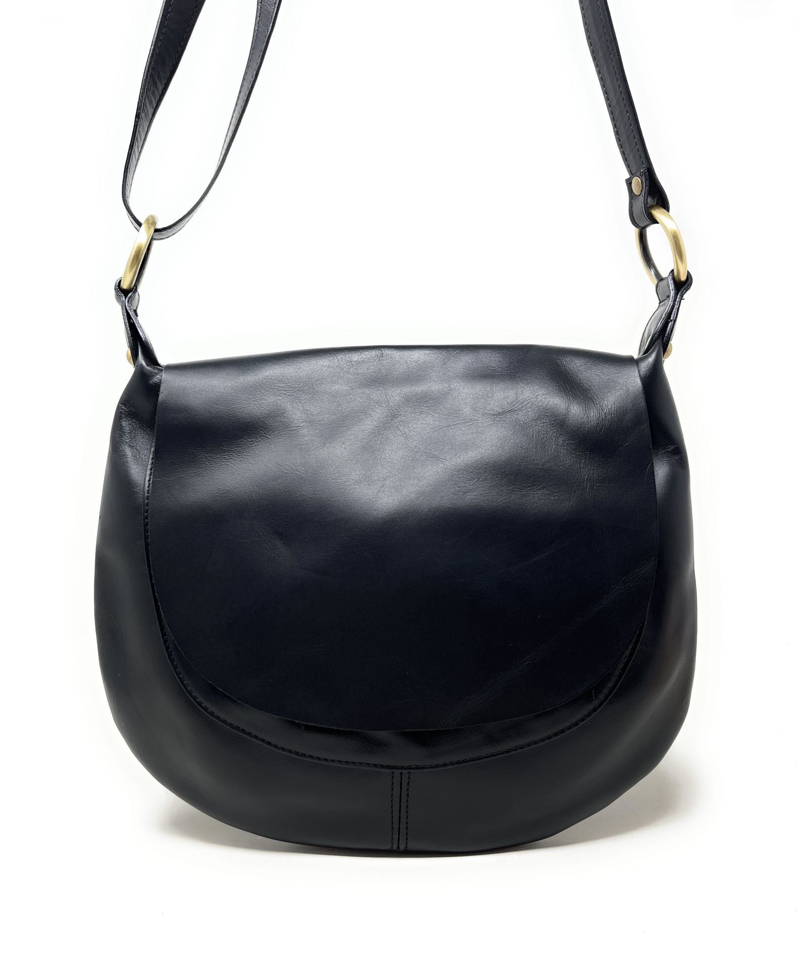 Sac besace en cuir lisse LITTLE PERLA Noir