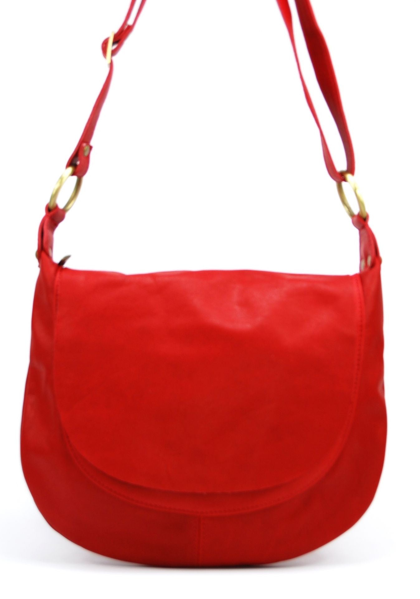 Sac besace en cuir lisse LITTLE PERLA Rouge garance
