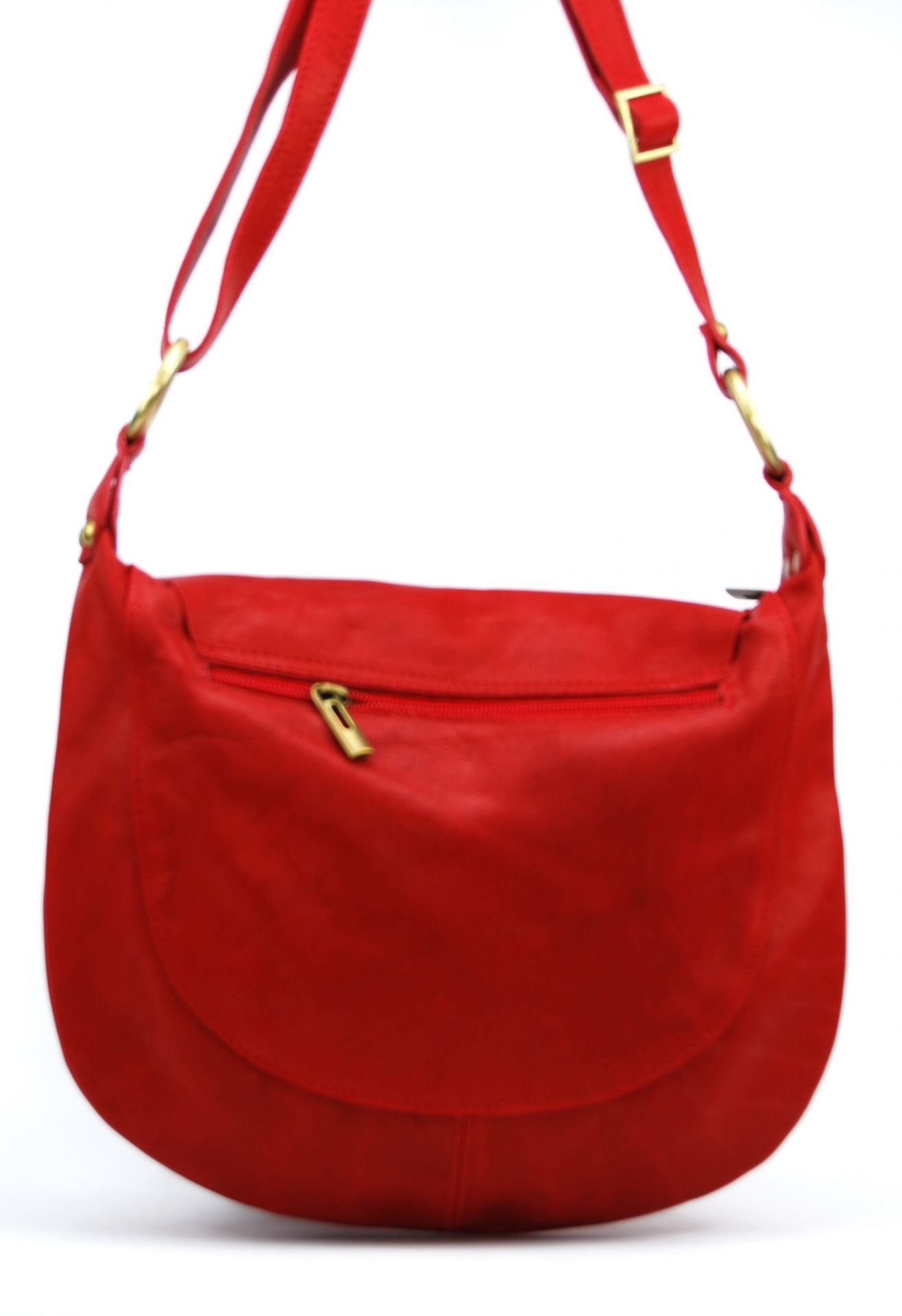 Sac besace en cuir lisse LITTLE PERLA Rouge garance