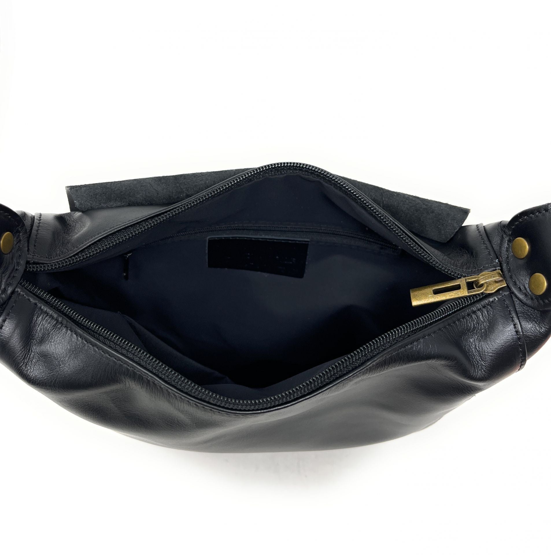 Sac besace en cuir lisse LITTLE PERLA Noir