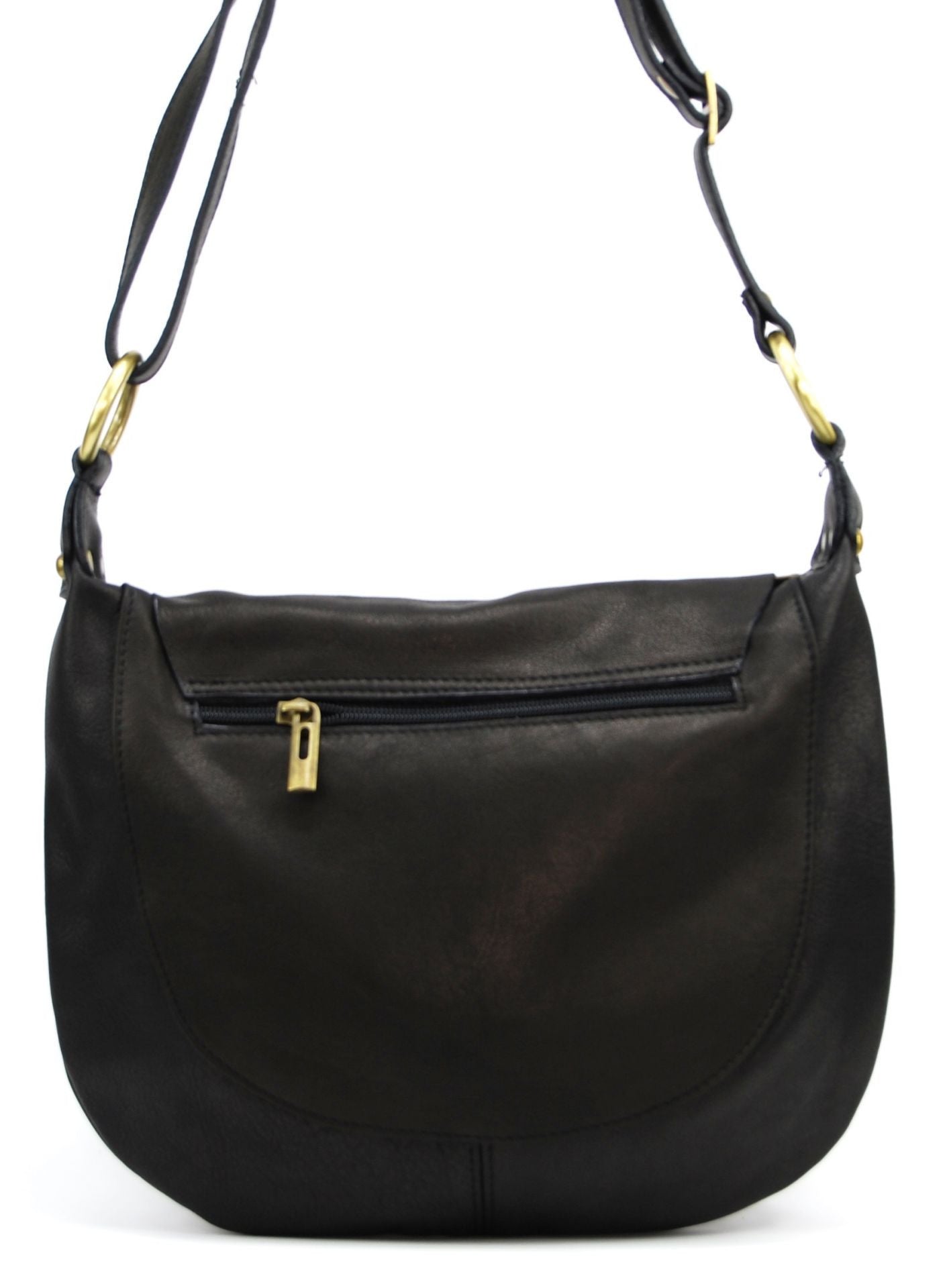 Sac besace en cuir lisse LITTLE PERLA Chocolat