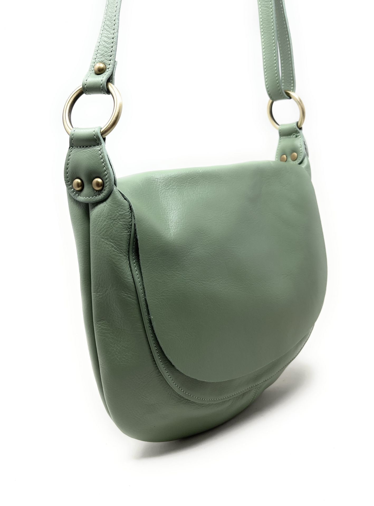Sac besace en cuir lisse LITTLE PERLA Vert pastel