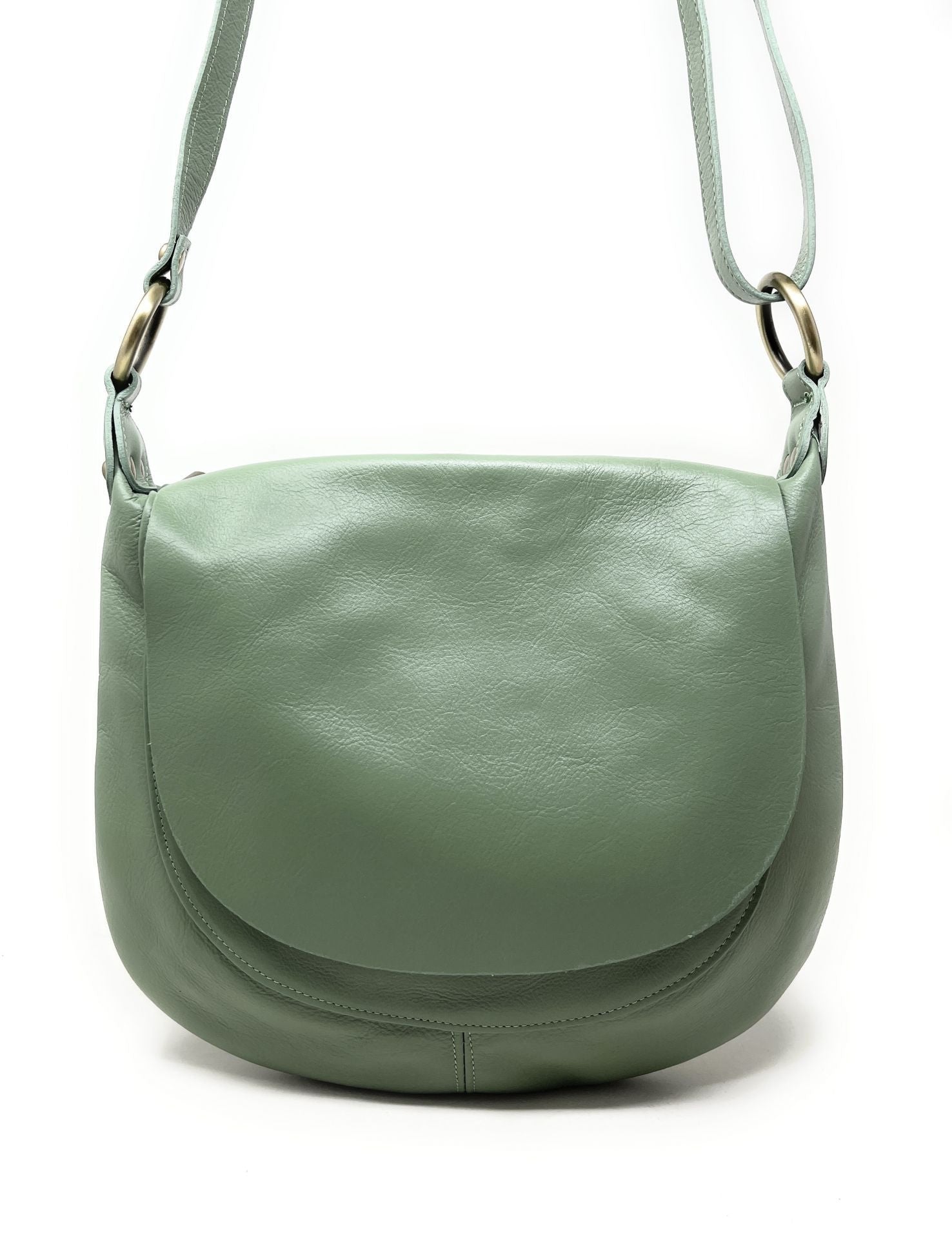 Sac besace en cuir lisse LITTLE PERLA Vert pastel