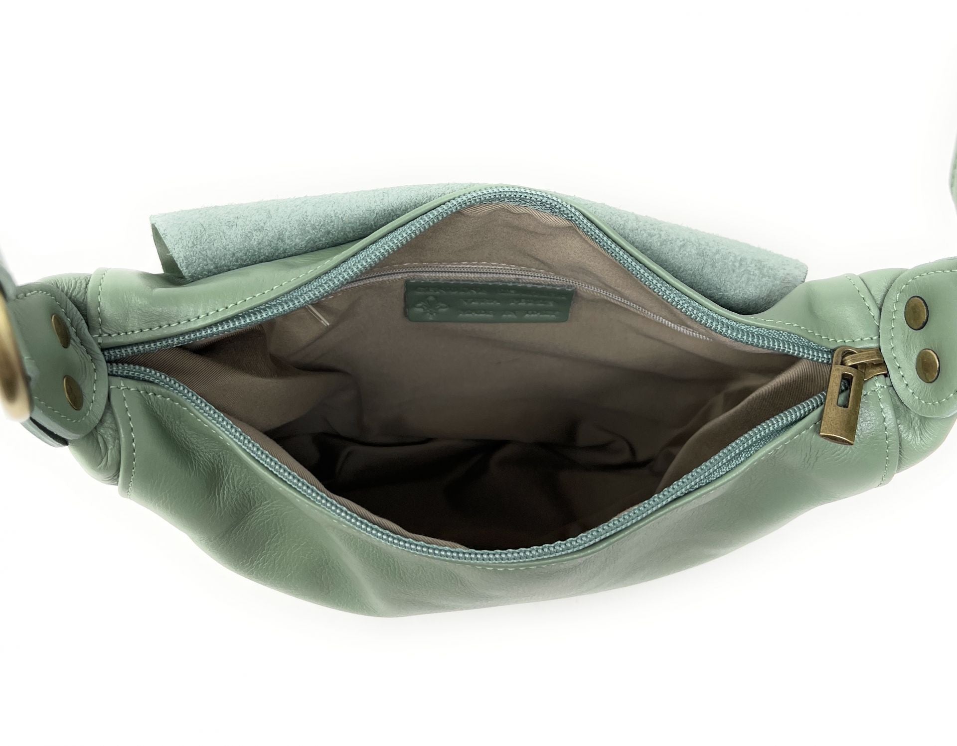Sac besace en cuir lisse LITTLE PERLA Vert pastel