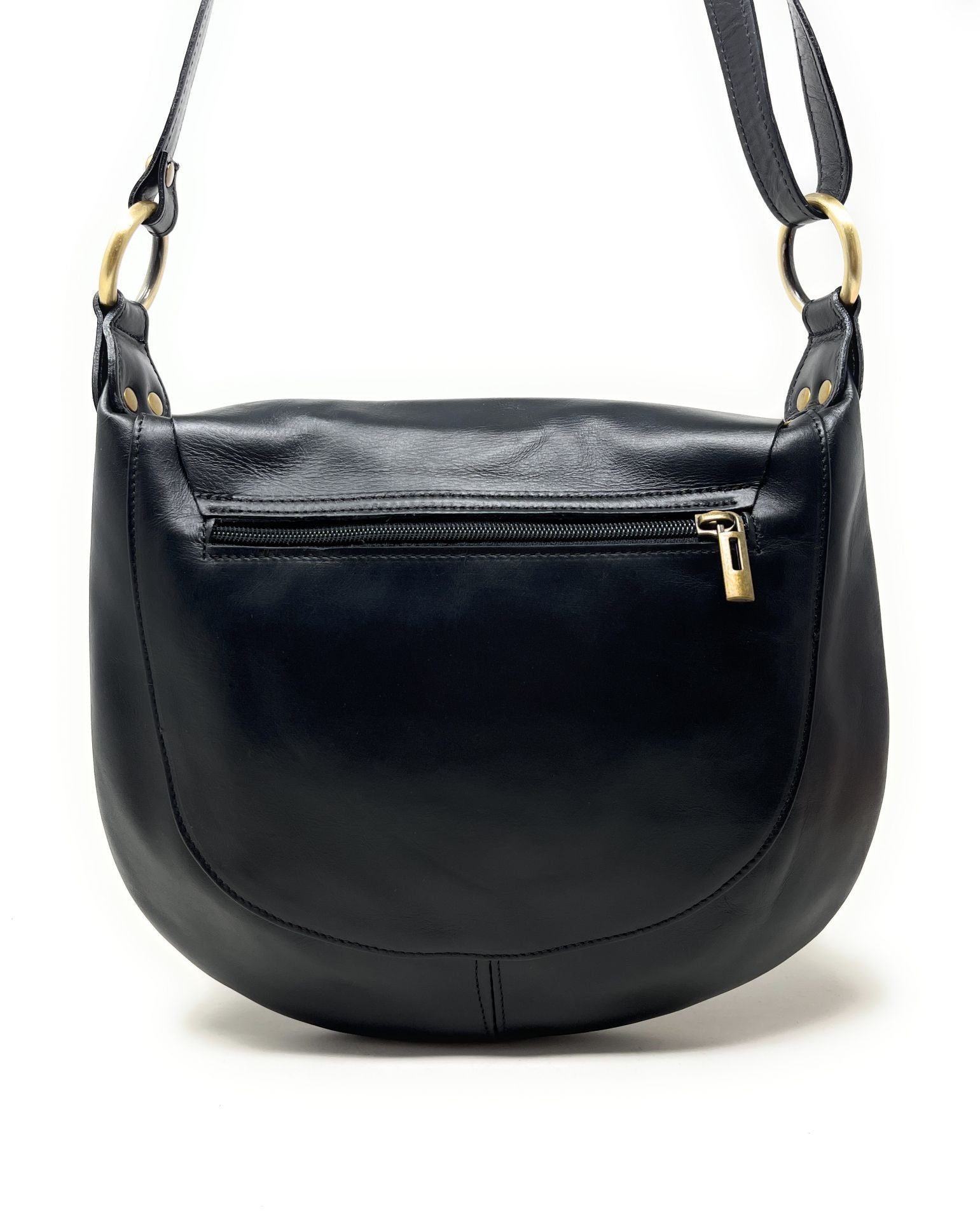 Sac besace en cuir lisse LITTLE PERLA Noir