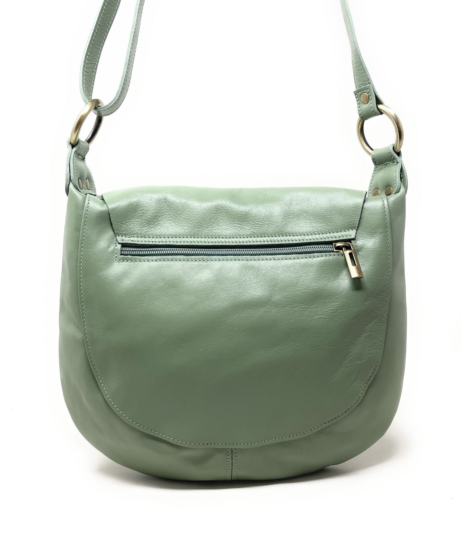 Sac besace en cuir lisse LITTLE PERLA Vert pastel