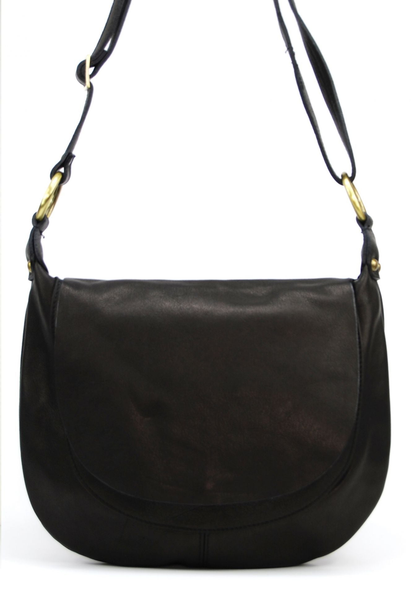 Sac besace en cuir lisse LITTLE PERLA Chocolat