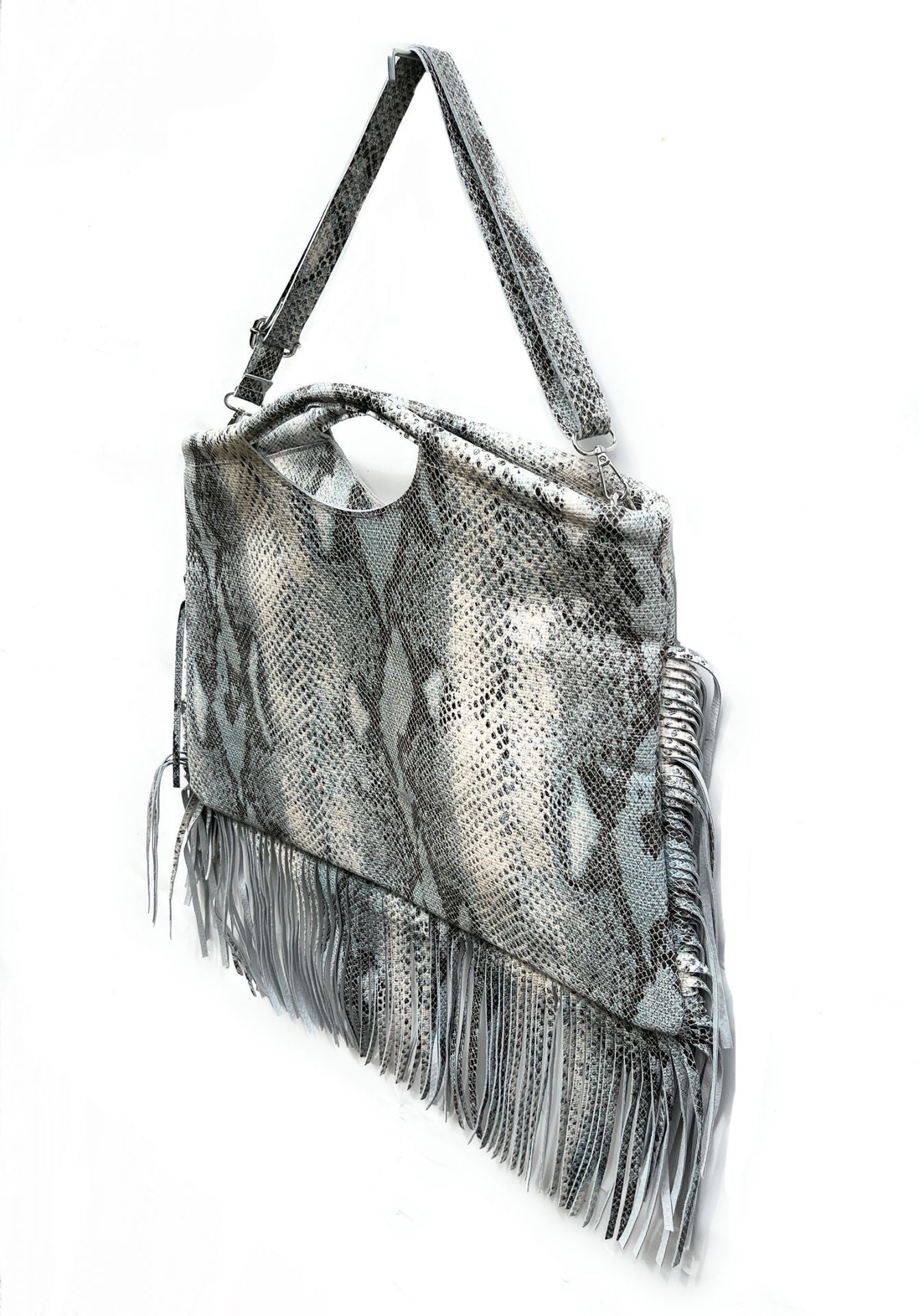 Maxi sac à main en cuir imprimé MAMBA Bleu pastel
