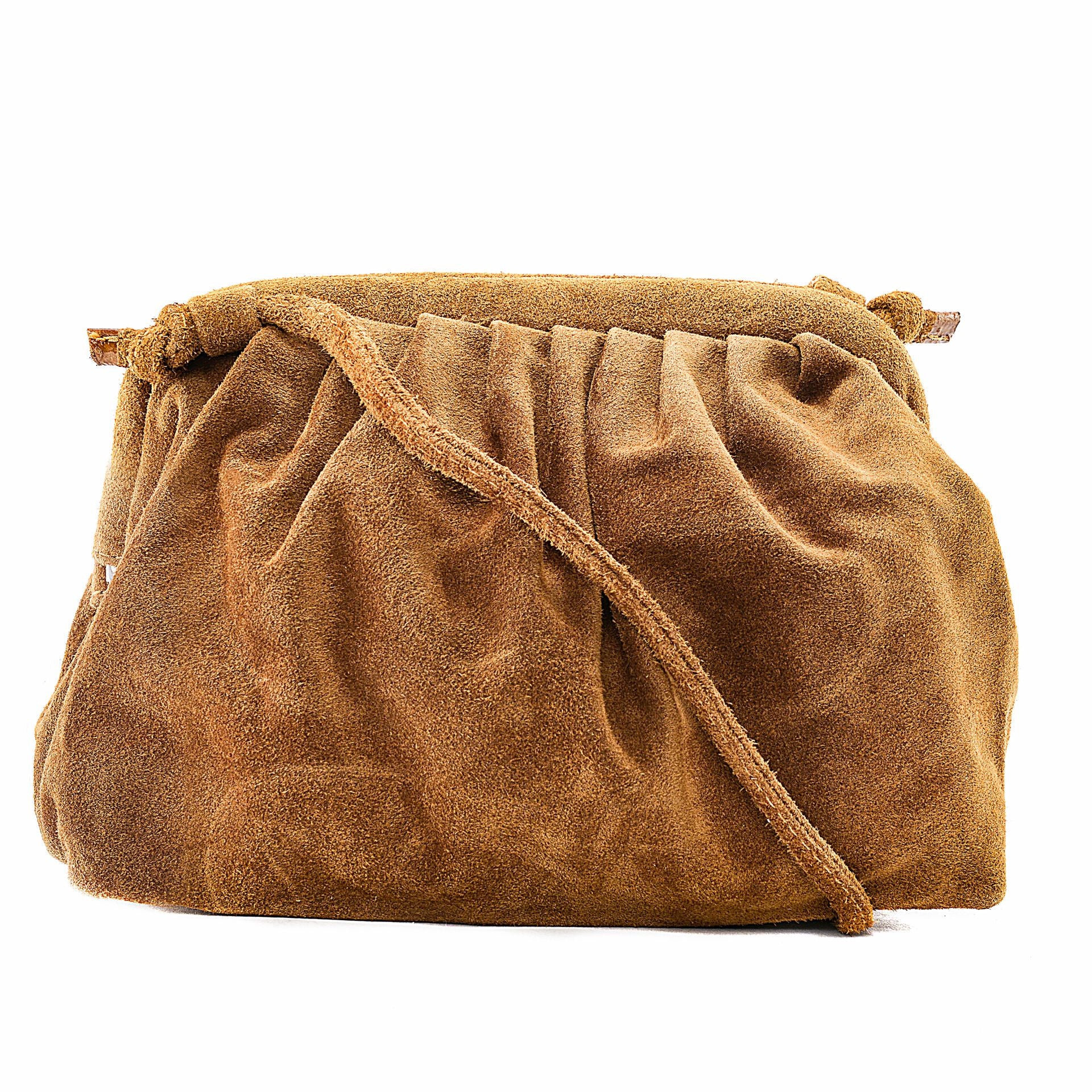 Sac à main pouch en croûte de cuir BRASILIA Cognac