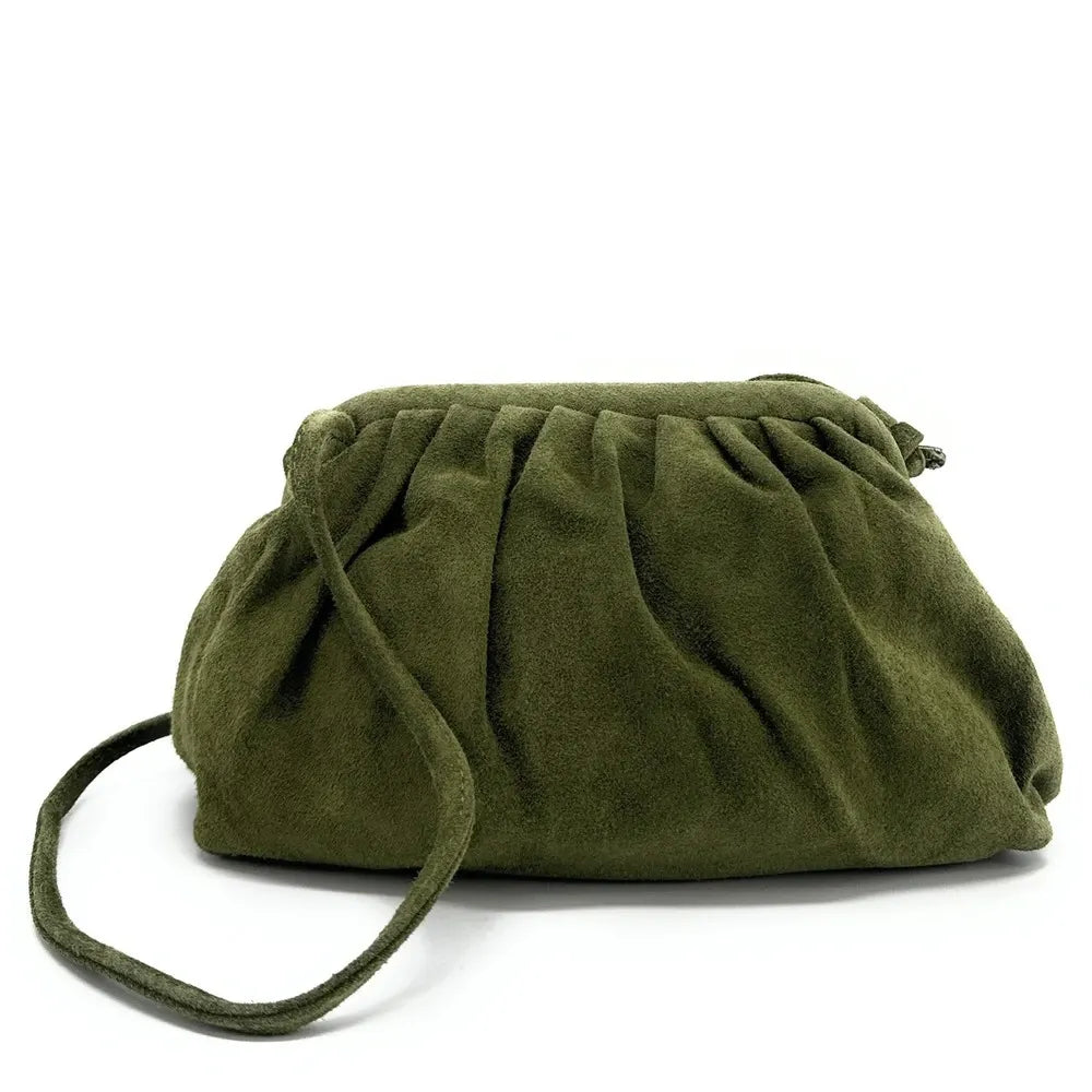 Sac à main pouch en croûte de cuir BRASILIA Kaki