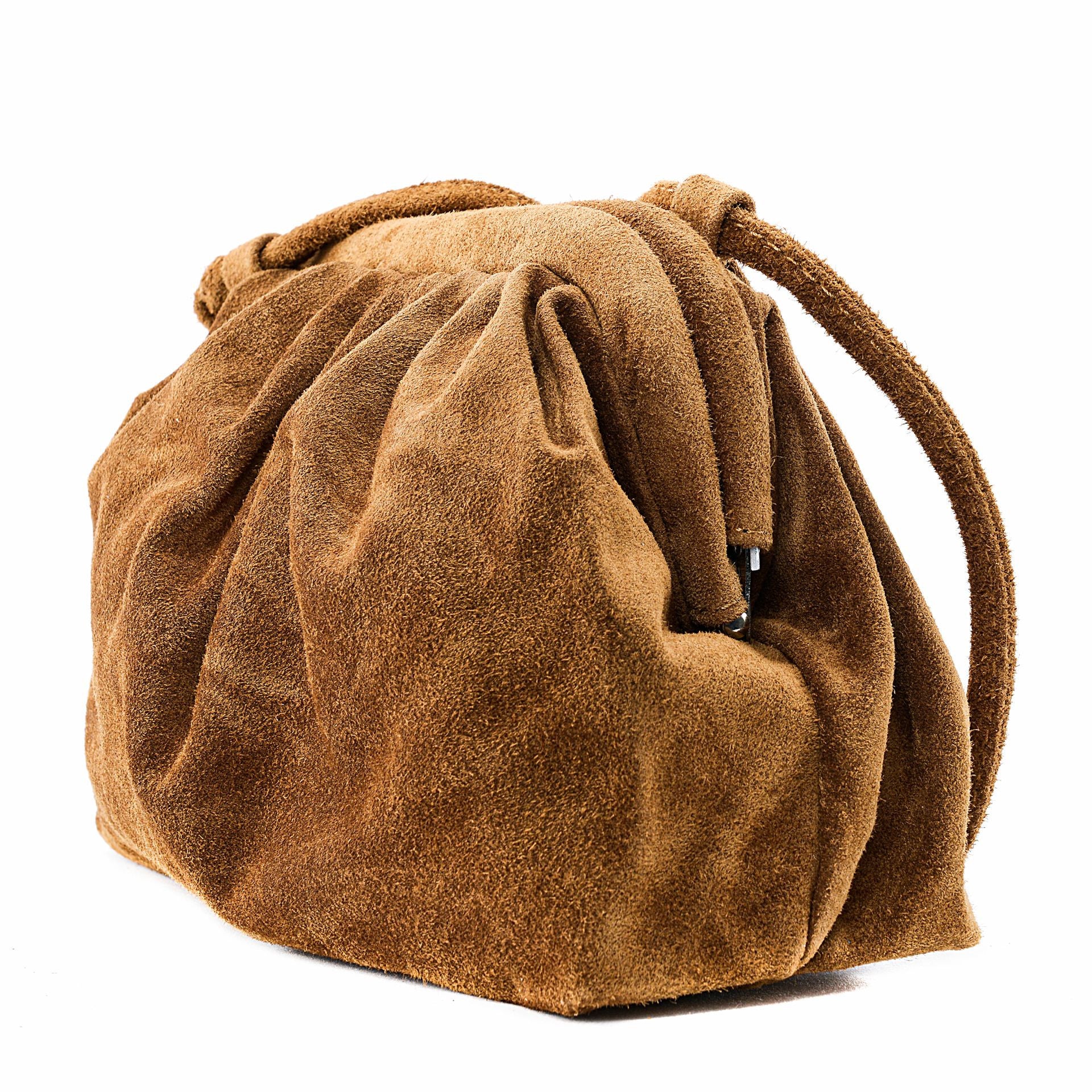 Sac à main pouch en croûte de cuir BRASILIA Cognac