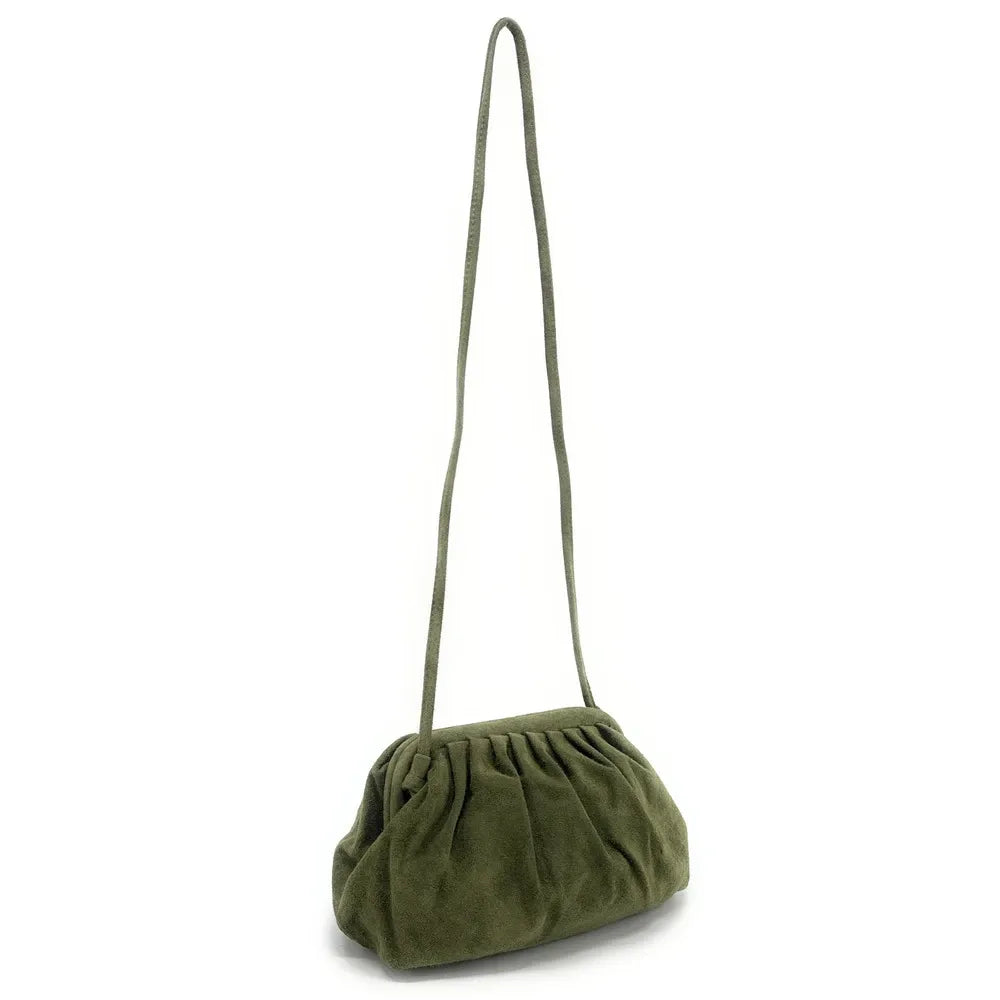 Sac à main pouch en croûte de cuir BRASILIA Kaki