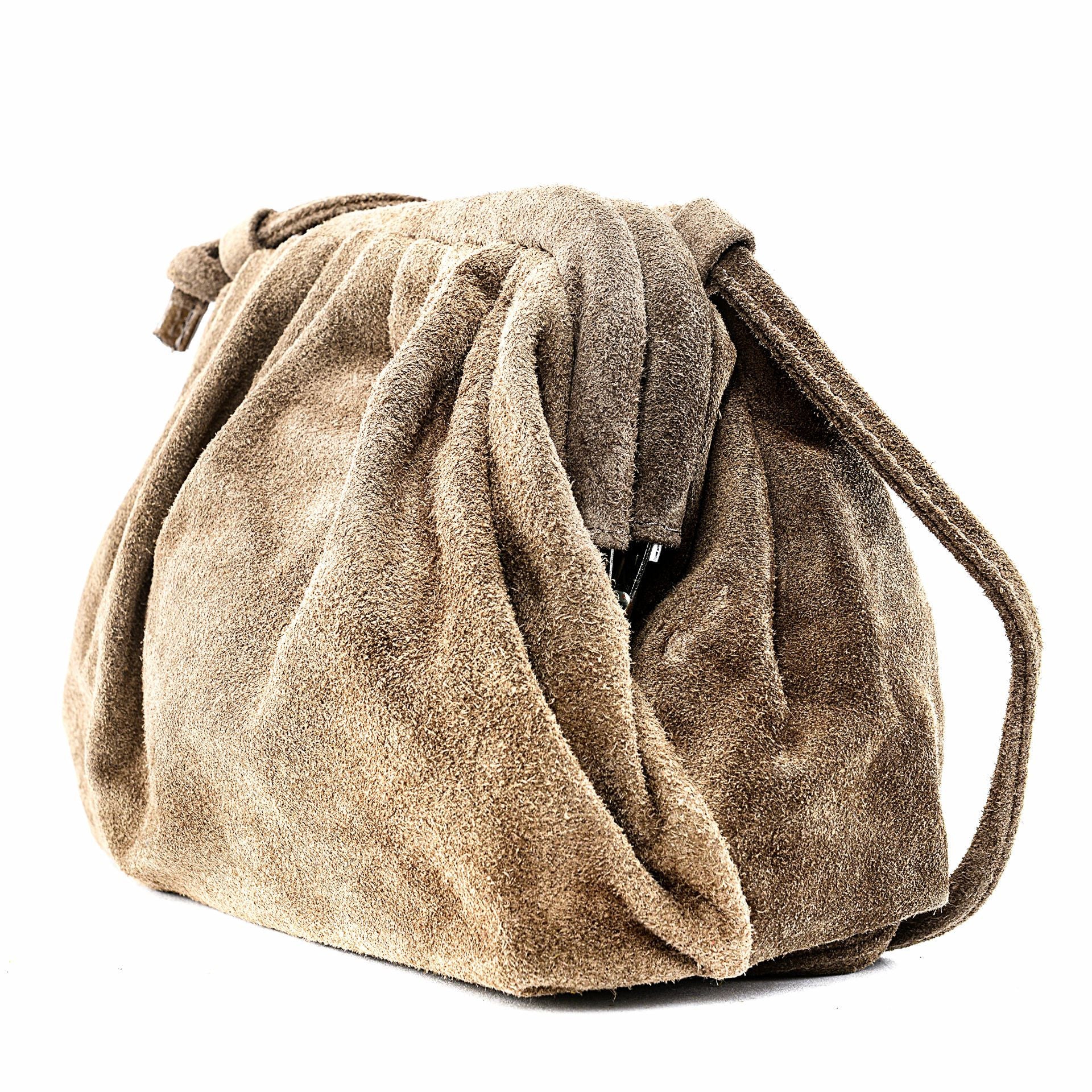 Sac à main pouch en croûte de cuir BRASILIA Taupe