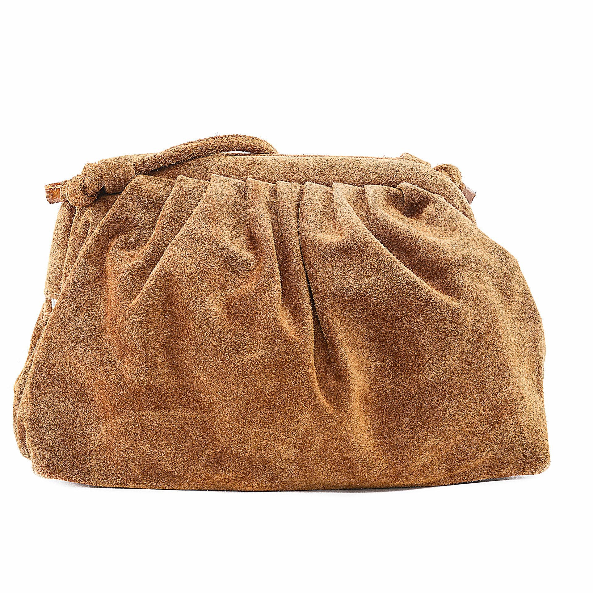 Sac à main pouch en croûte de cuir BRASILIA Cognac