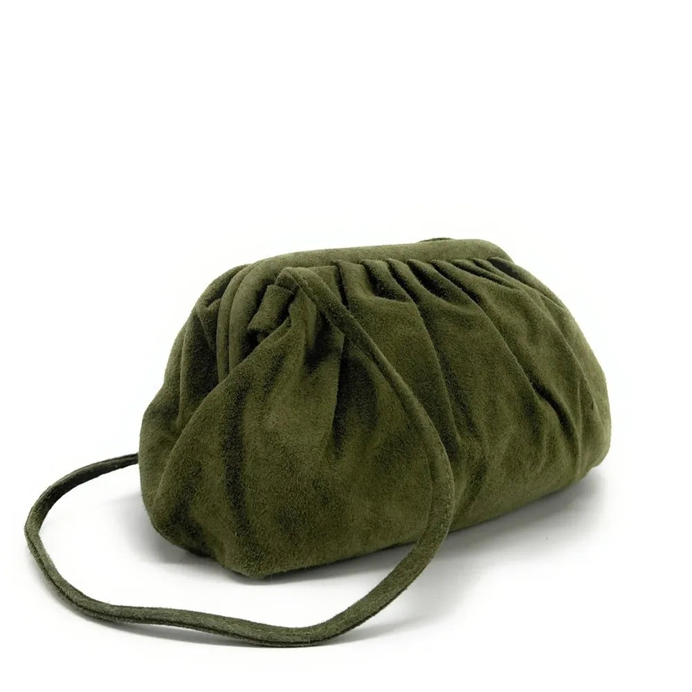 Sac à main pouch en croûte de cuir BRASILIA Kaki