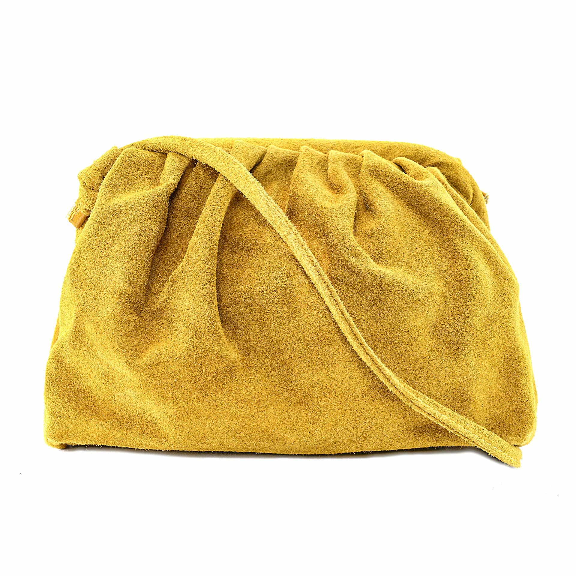 Sac à main pouch en croûte de cuir BRASILIA Jaune Moutarde