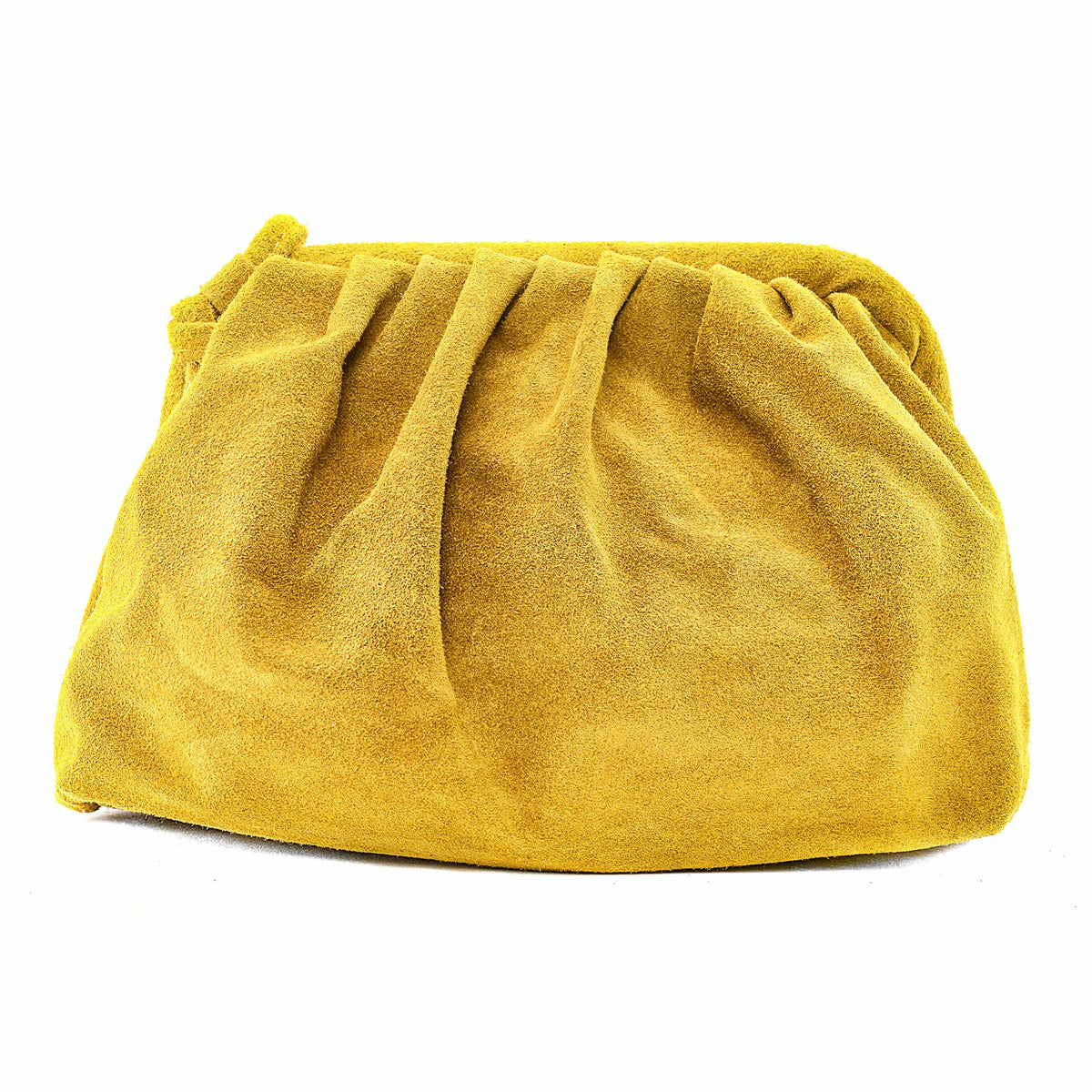 Sac à main pouch en croûte de cuir BRASILIA Jaune Moutarde