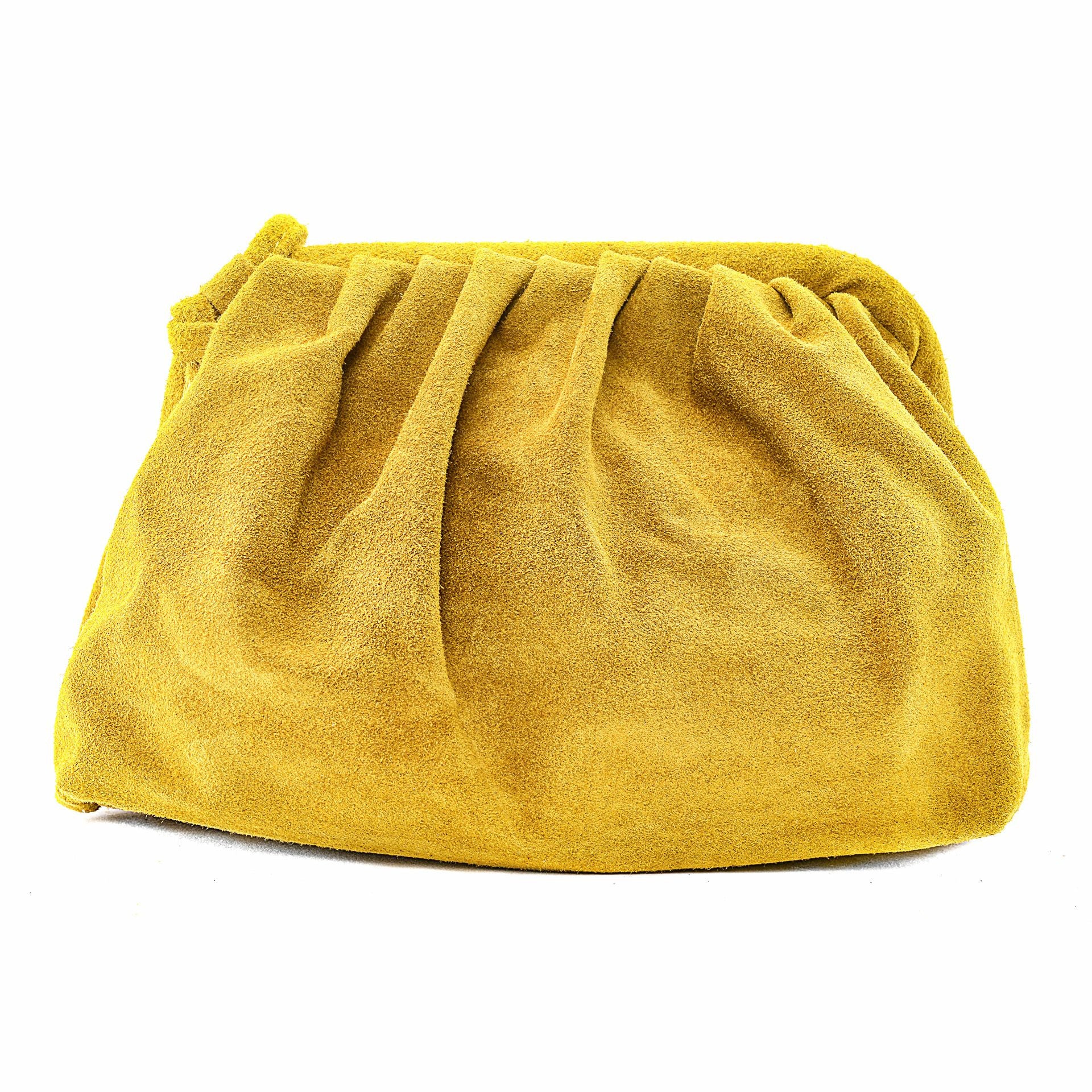 Sac à main pouch en croûte de cuir BRASILIA Jaune Moutarde