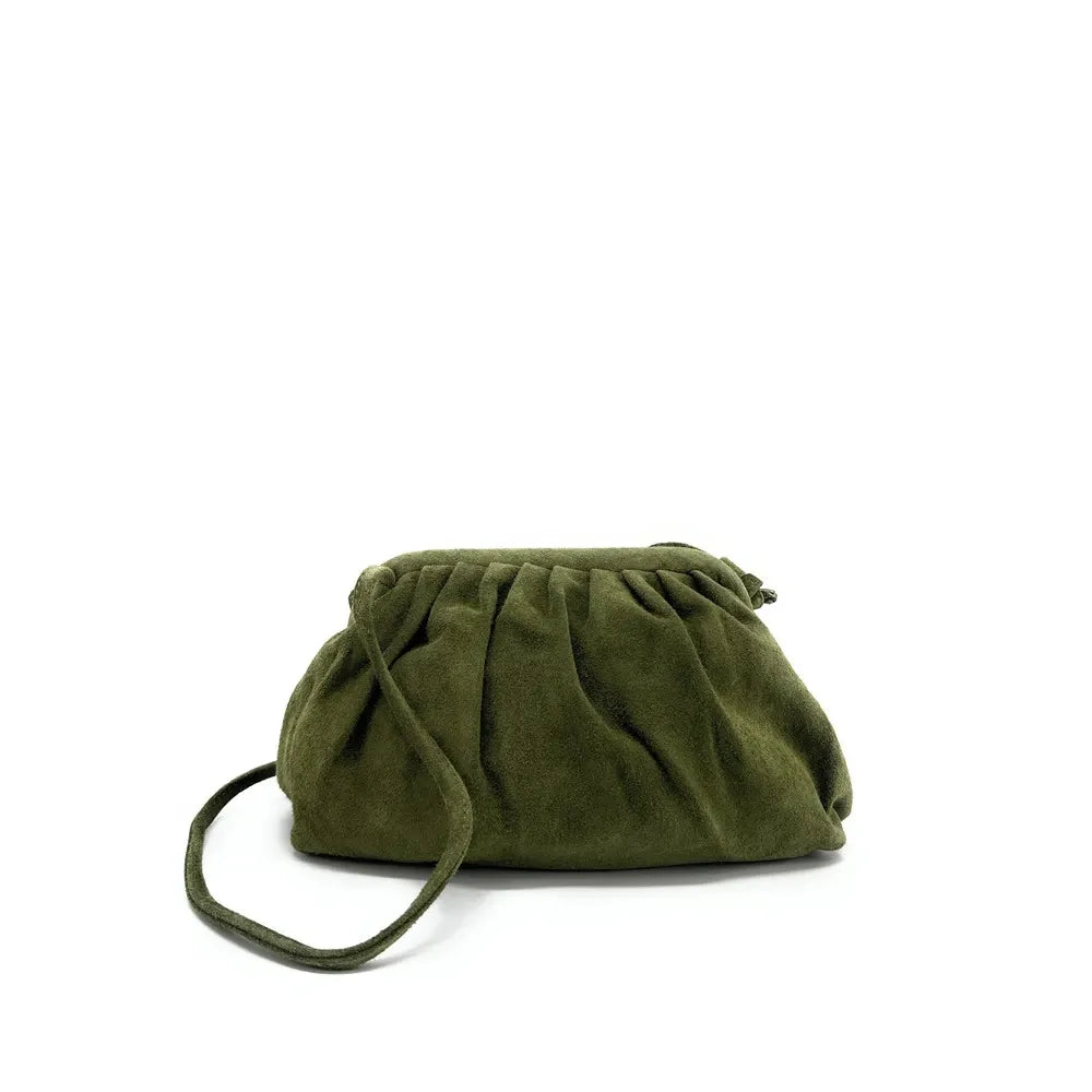 Sac à main pouch en croûte de cuir BRASILIA Kaki