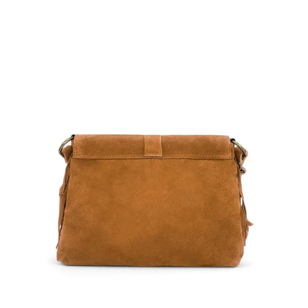 Sac à main en croûte de cuir PARAISO Camel foncé