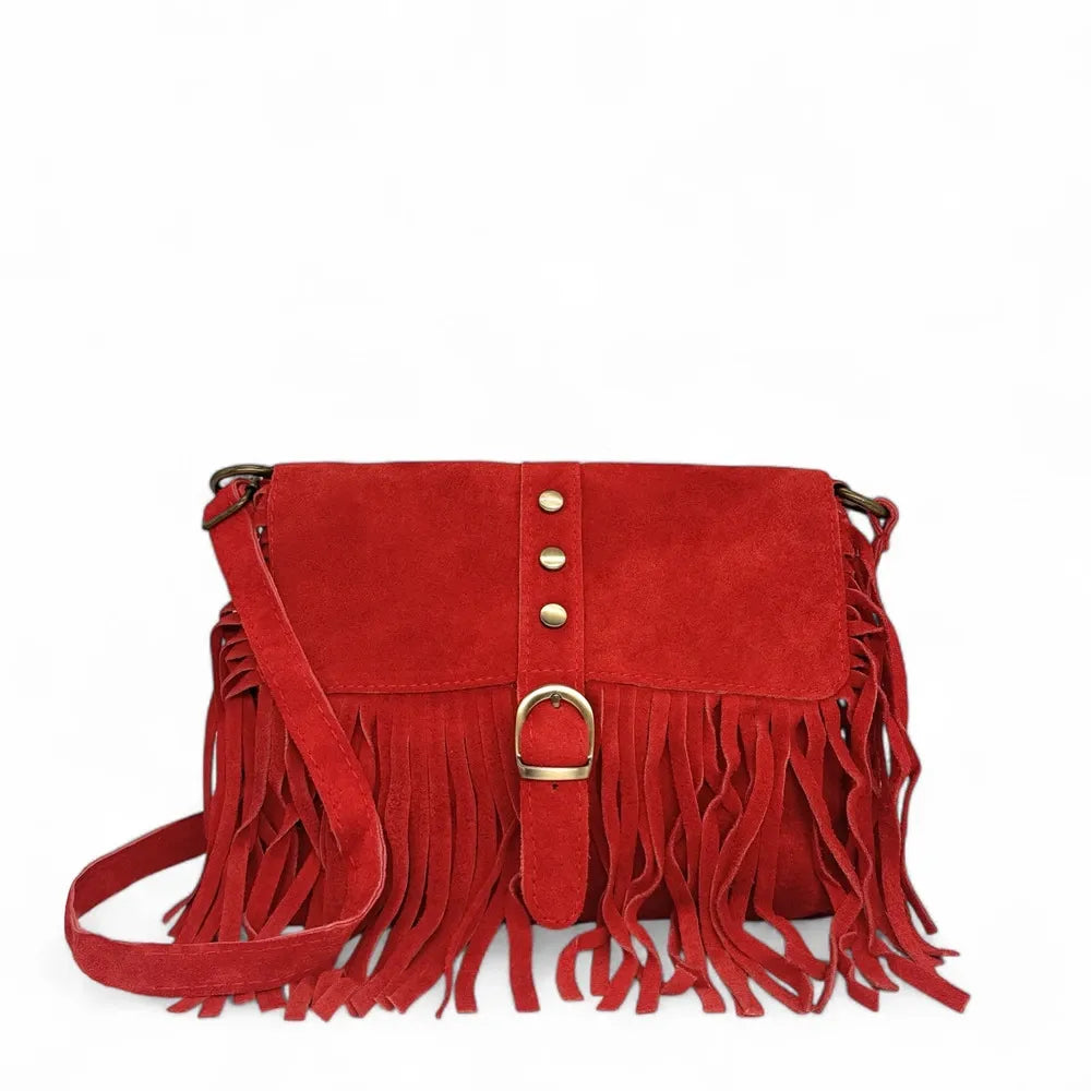 Sac à main en croûte de cuir PARAISO Rouge garance