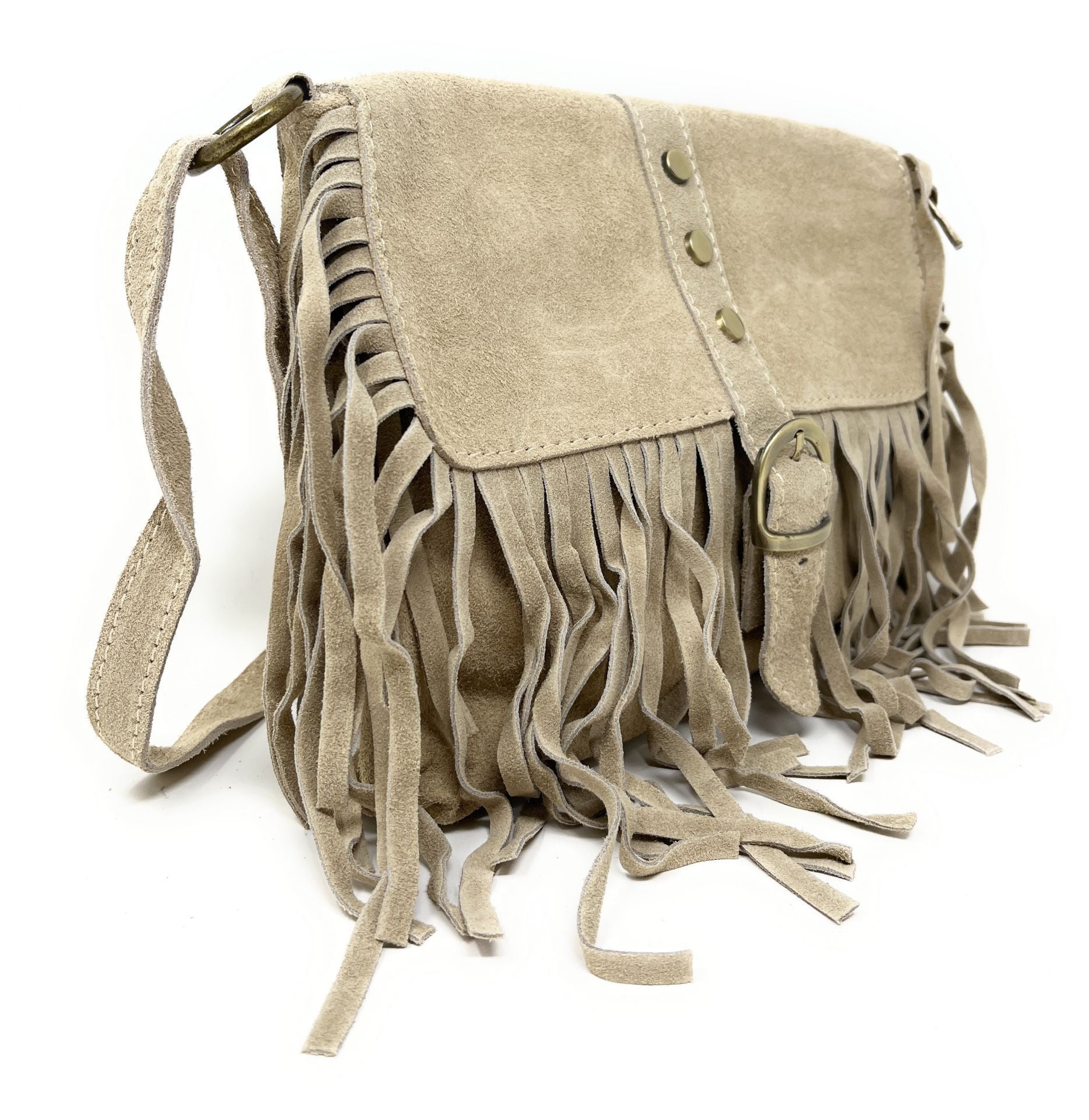Sac à main en croûte de cuir PARAISO Taupe clair