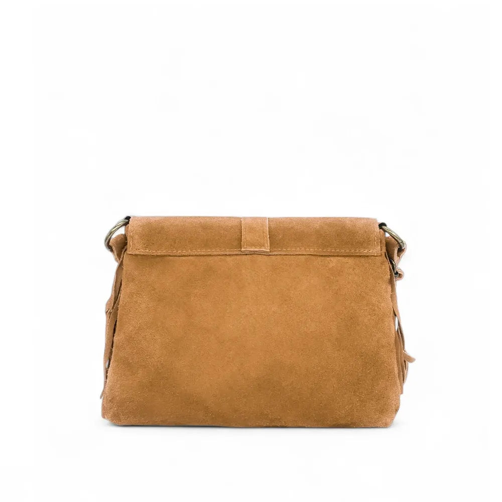 Sac à main en croûte de cuir PARAISO Camel clair