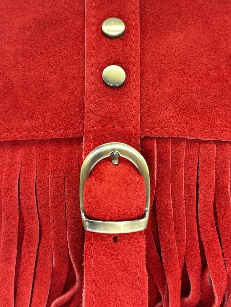 Sac à main en croûte de cuir PARAISO Rouge garance
