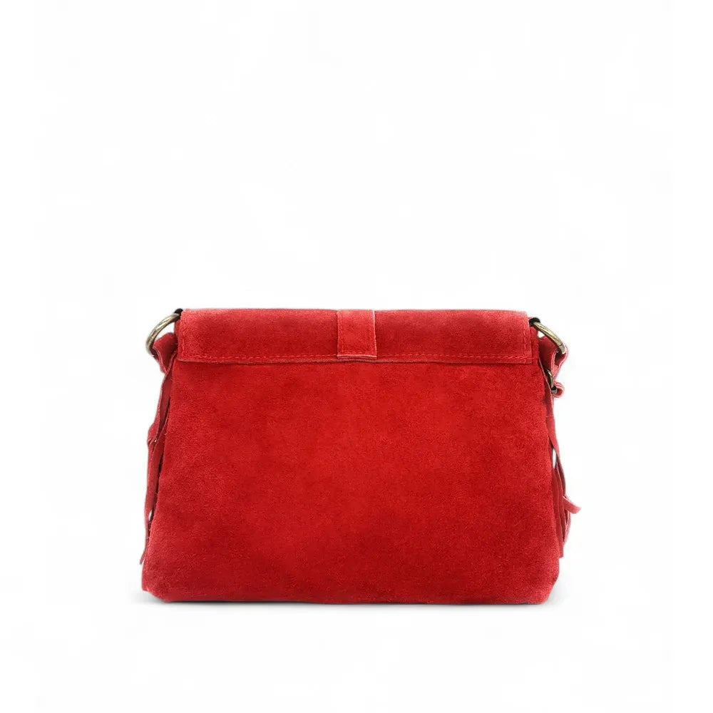 Sac à main en croûte de cuir PARAISO Rouge garance