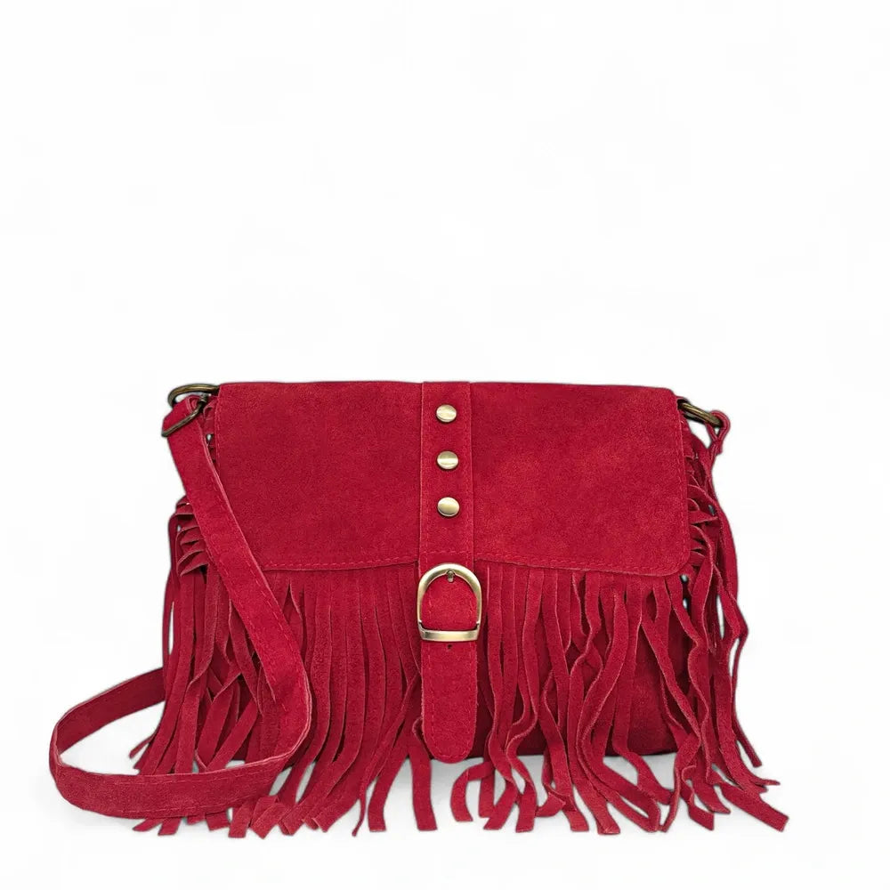 Sac à main en croûte de cuir PARAISO Rouge intense