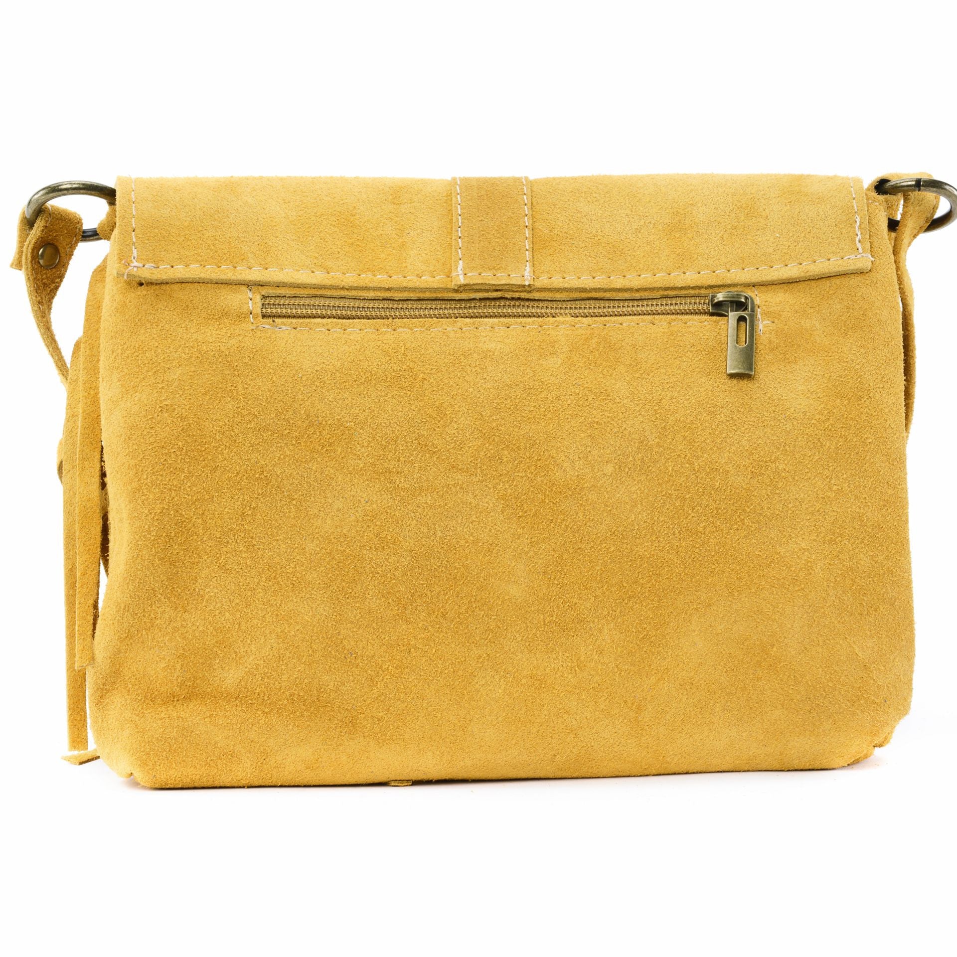 Sac à main en croûte de cuir PARAISO Jaune Moutarde