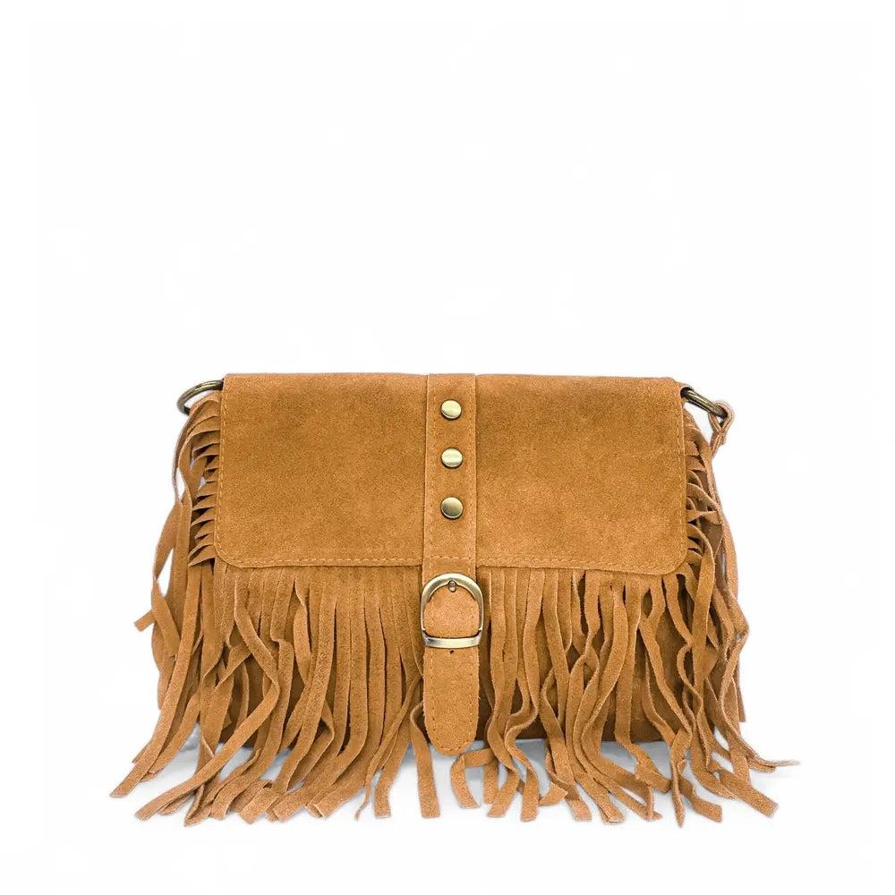 Sac à main en croûte de cuir PARAISO Camel clair