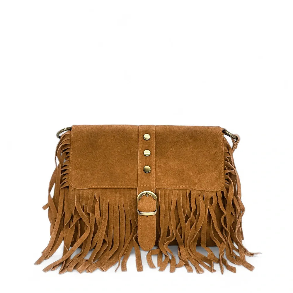 Sac à main en croûte de cuir PARAISO Camel foncé