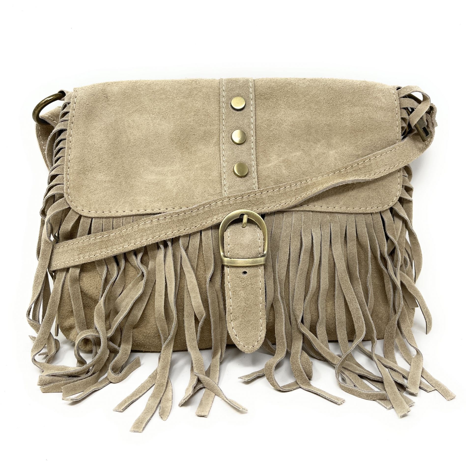 Sac à main en croûte de cuir PARAISO Taupe clair