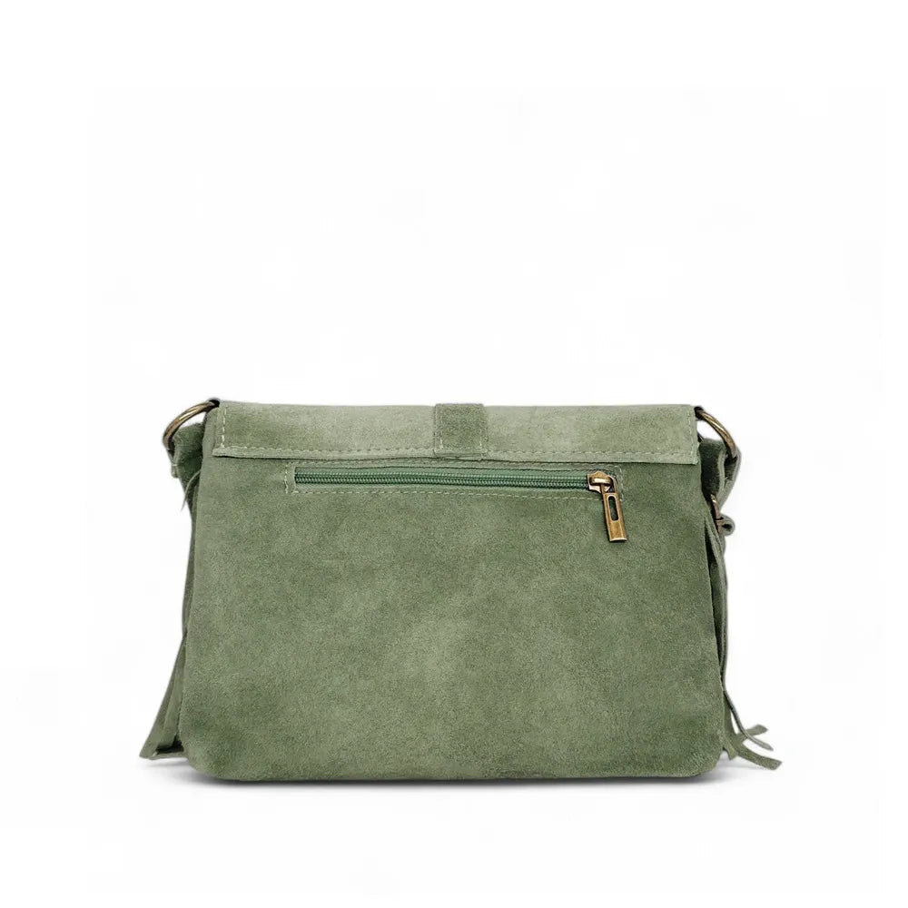 Sac à main en croûte de cuir PARAISO Vert amande