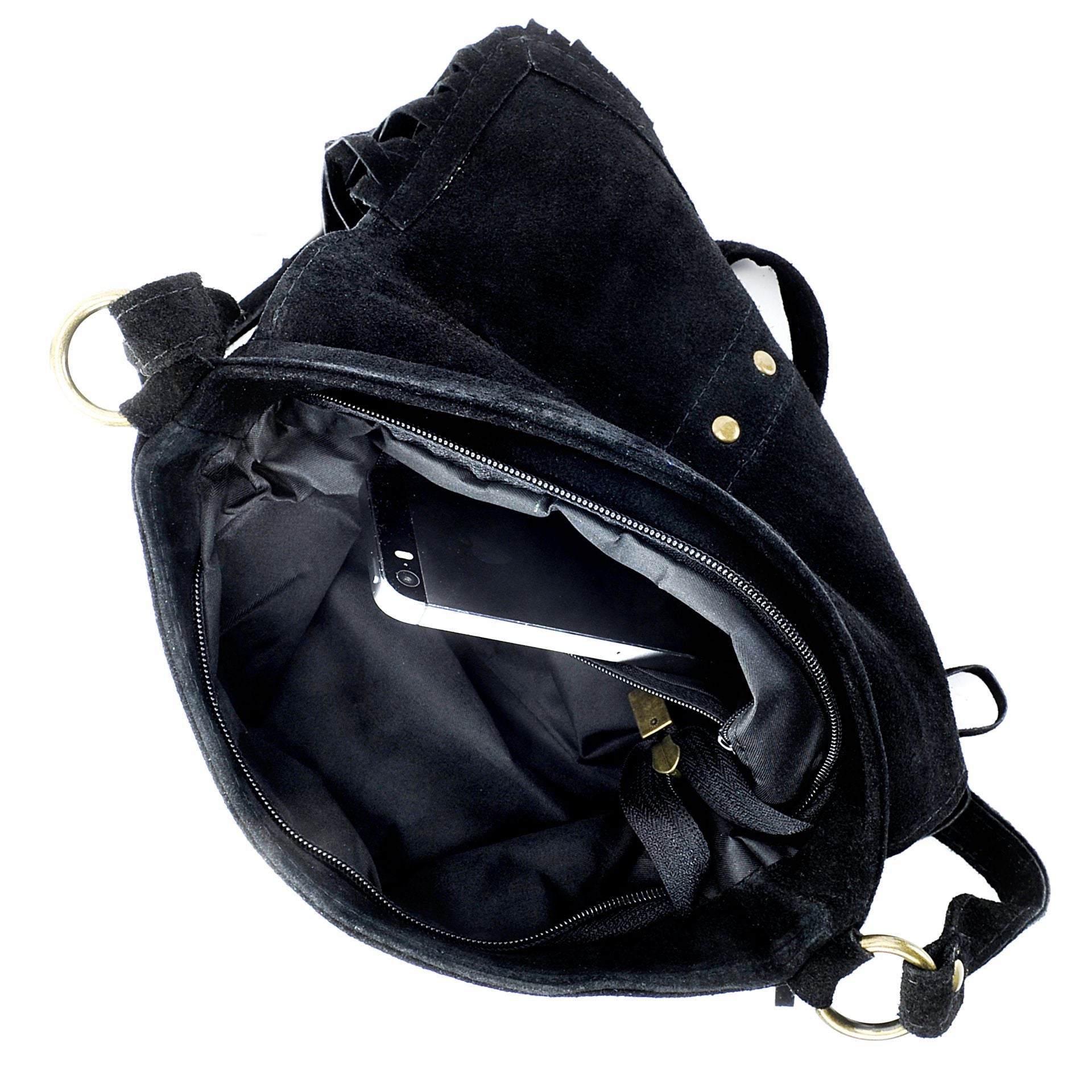 Sac à main en croûte de cuir PARAISO Noir