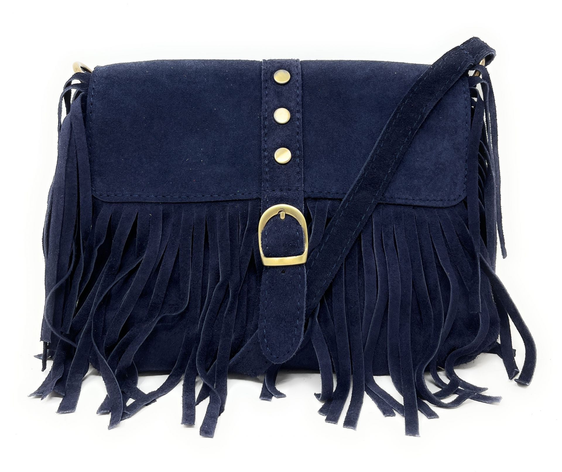 Sac à main en croûte de cuir PARAISO Bleu marine