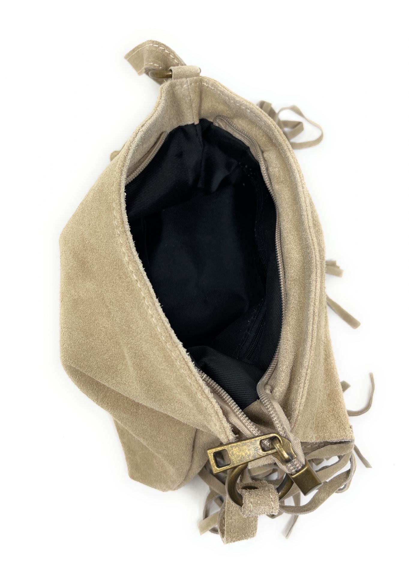 Sac à main en croûte de cuir PARAISO Taupe clair