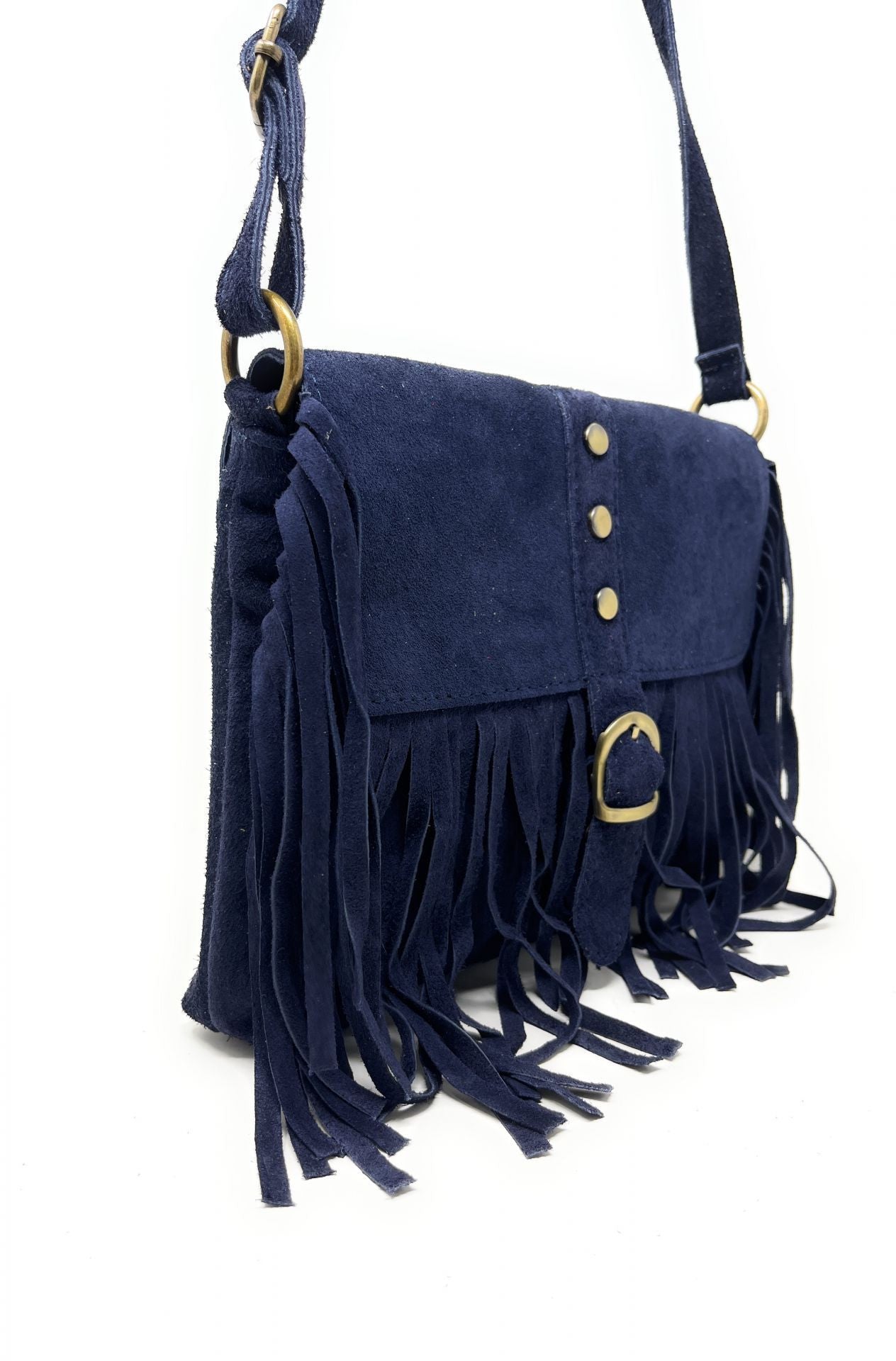 Sac à main en croûte de cuir PARAISO Bleu marine