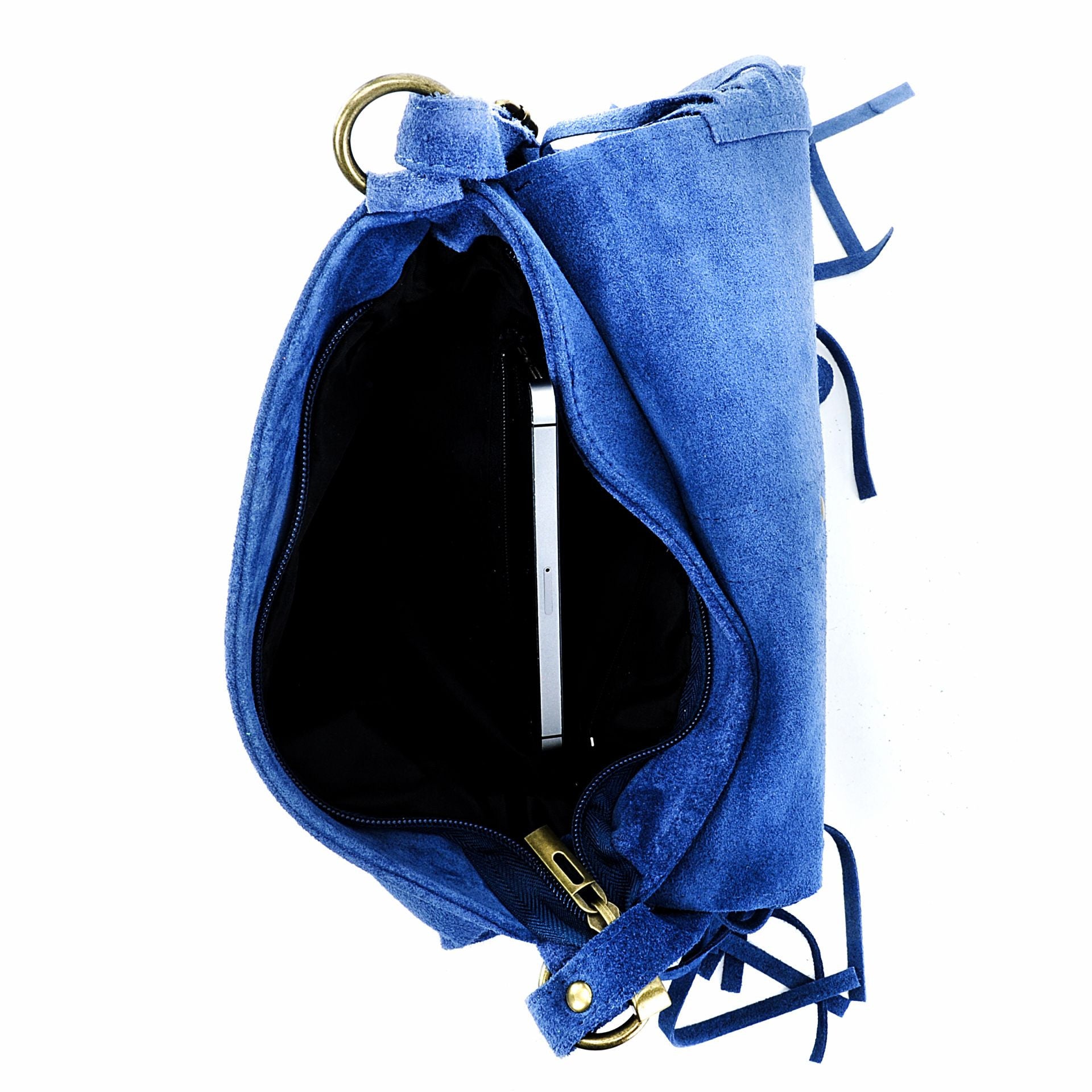 Sac à main en croûte de cuir PARAISO Bleu