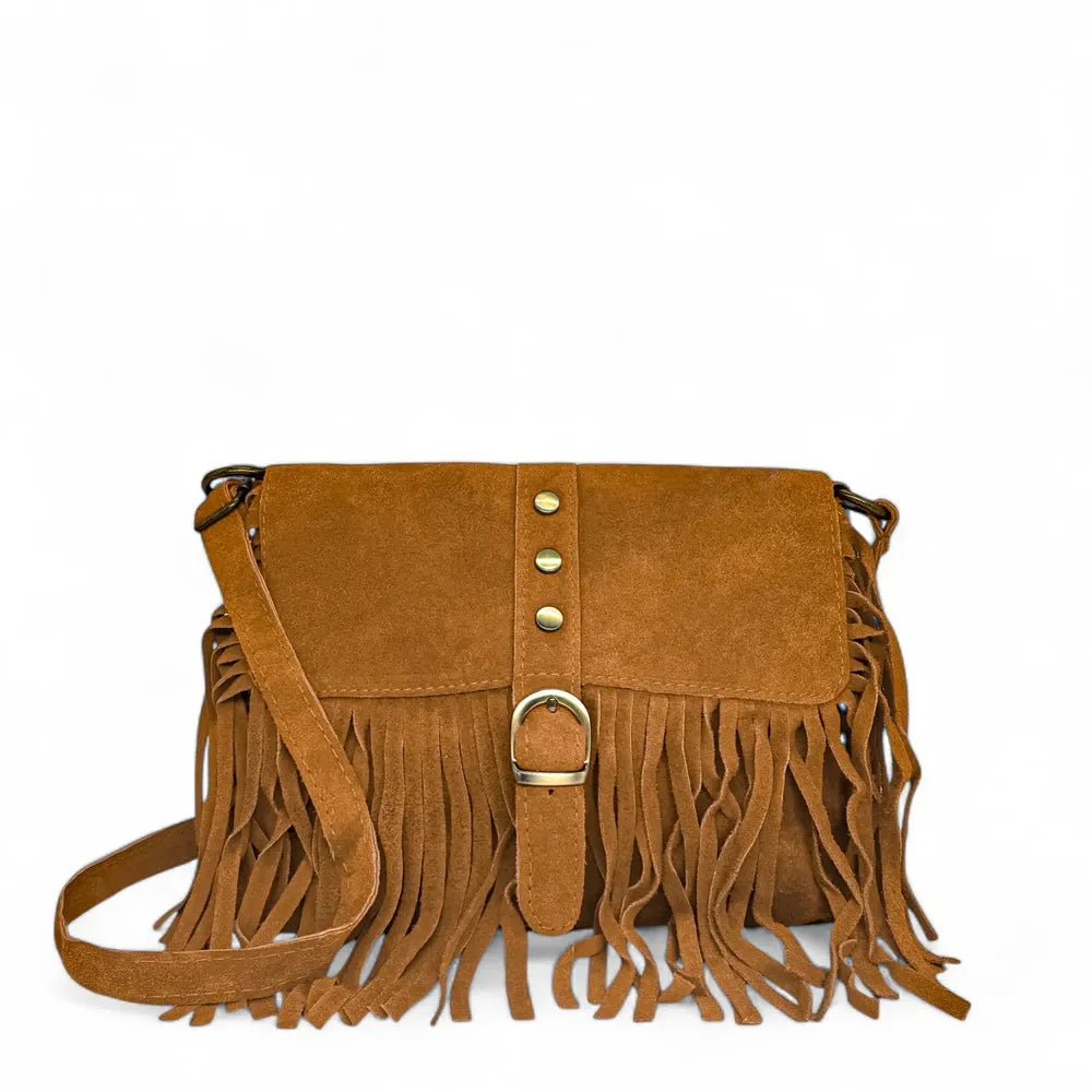 Sac à main en croûte de cuir PARAISO Camel foncé