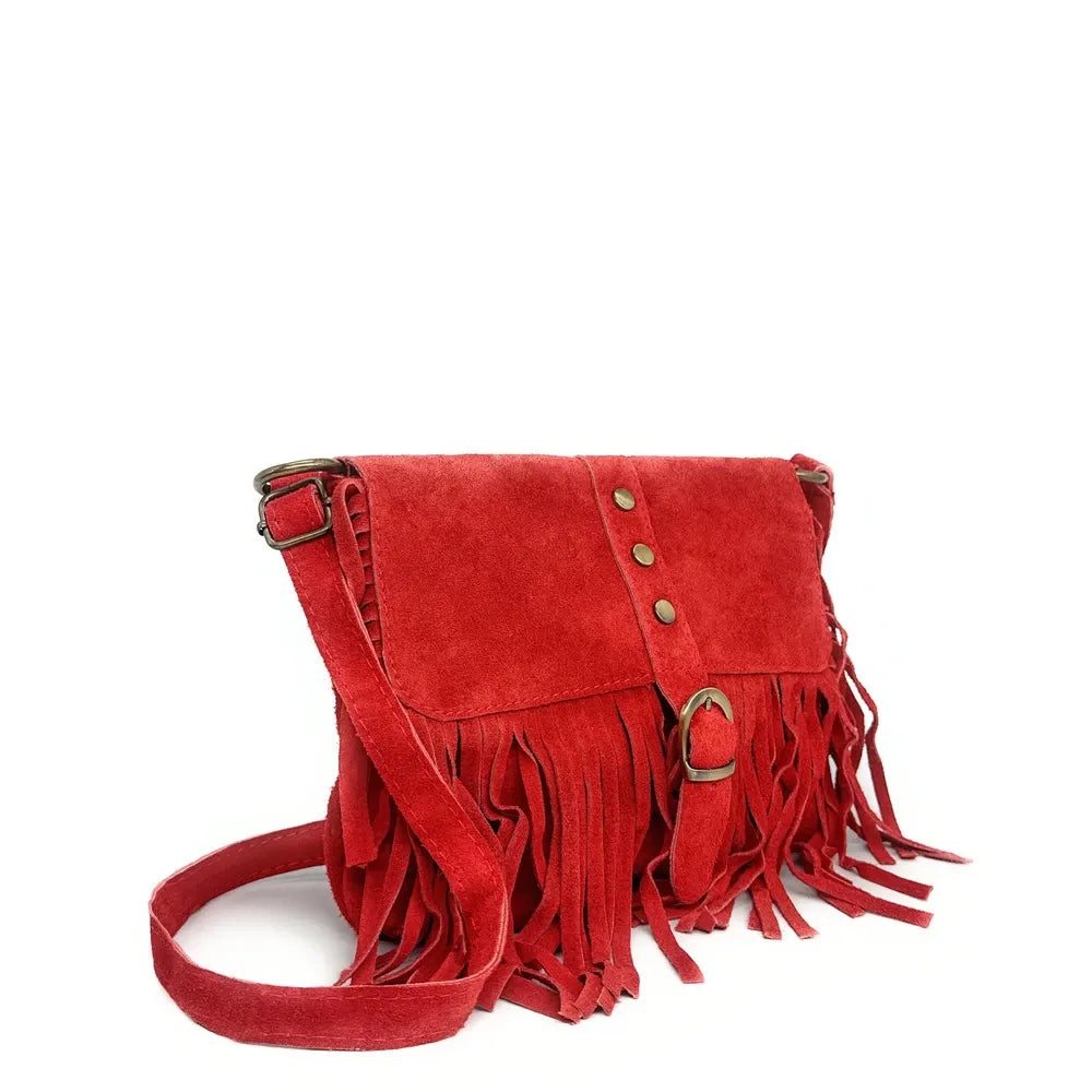 Sac à main en croûte de cuir PARAISO Rouge garance