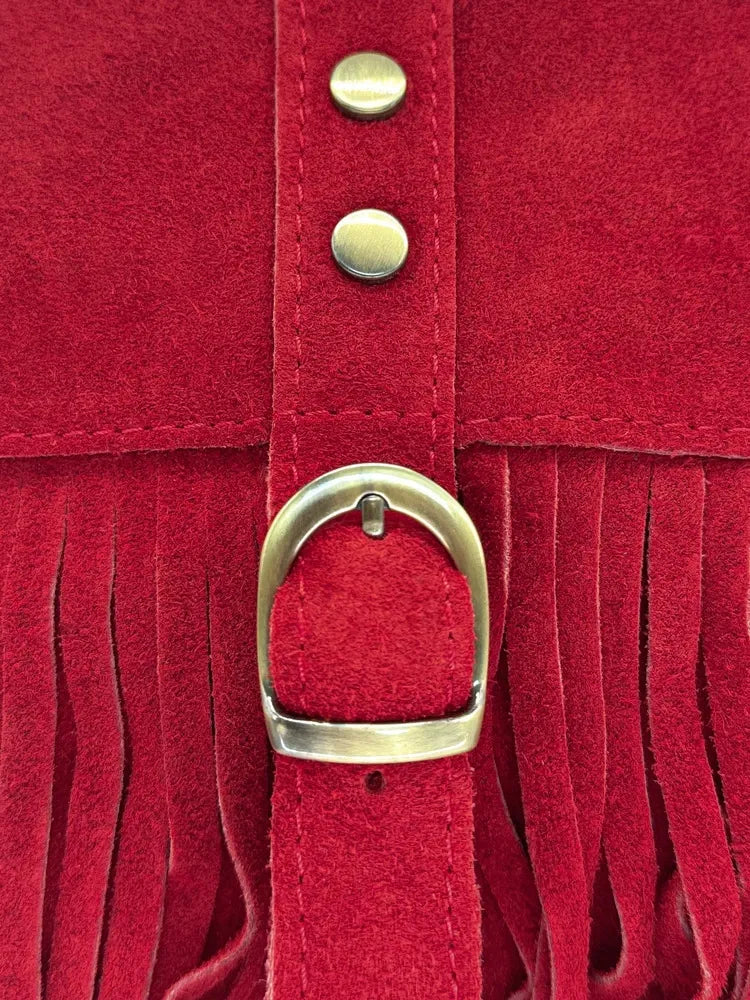 Sac à main en croûte de cuir PARAISO Rouge intense
