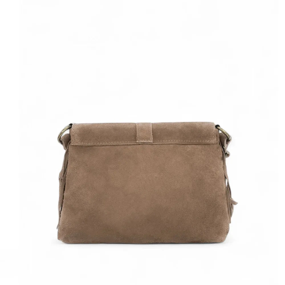 Sac à main en croûte de cuir PARAISO Taupe foncé